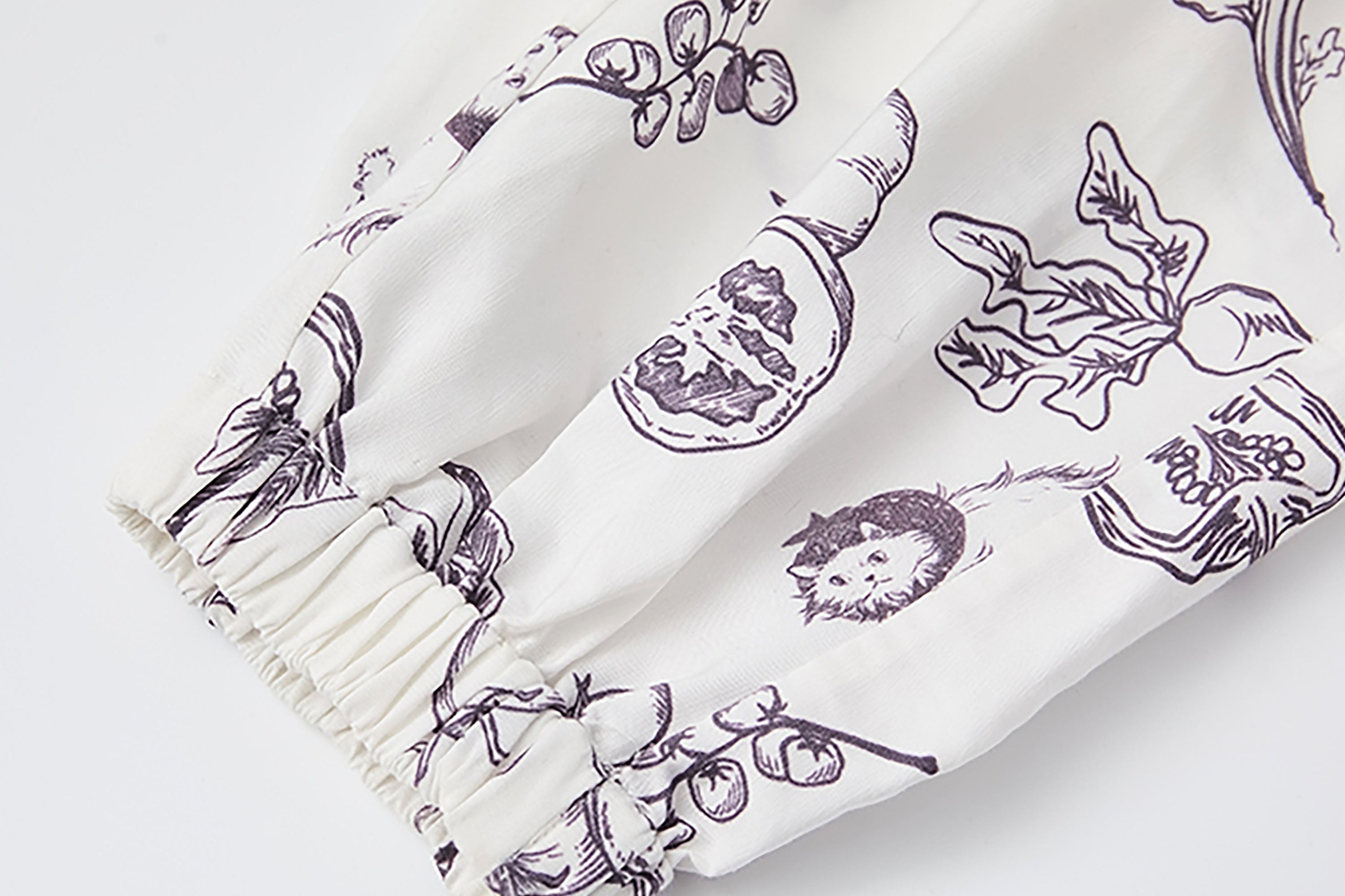 NOESE Botanical Full-Print Tie-Neck Blouse