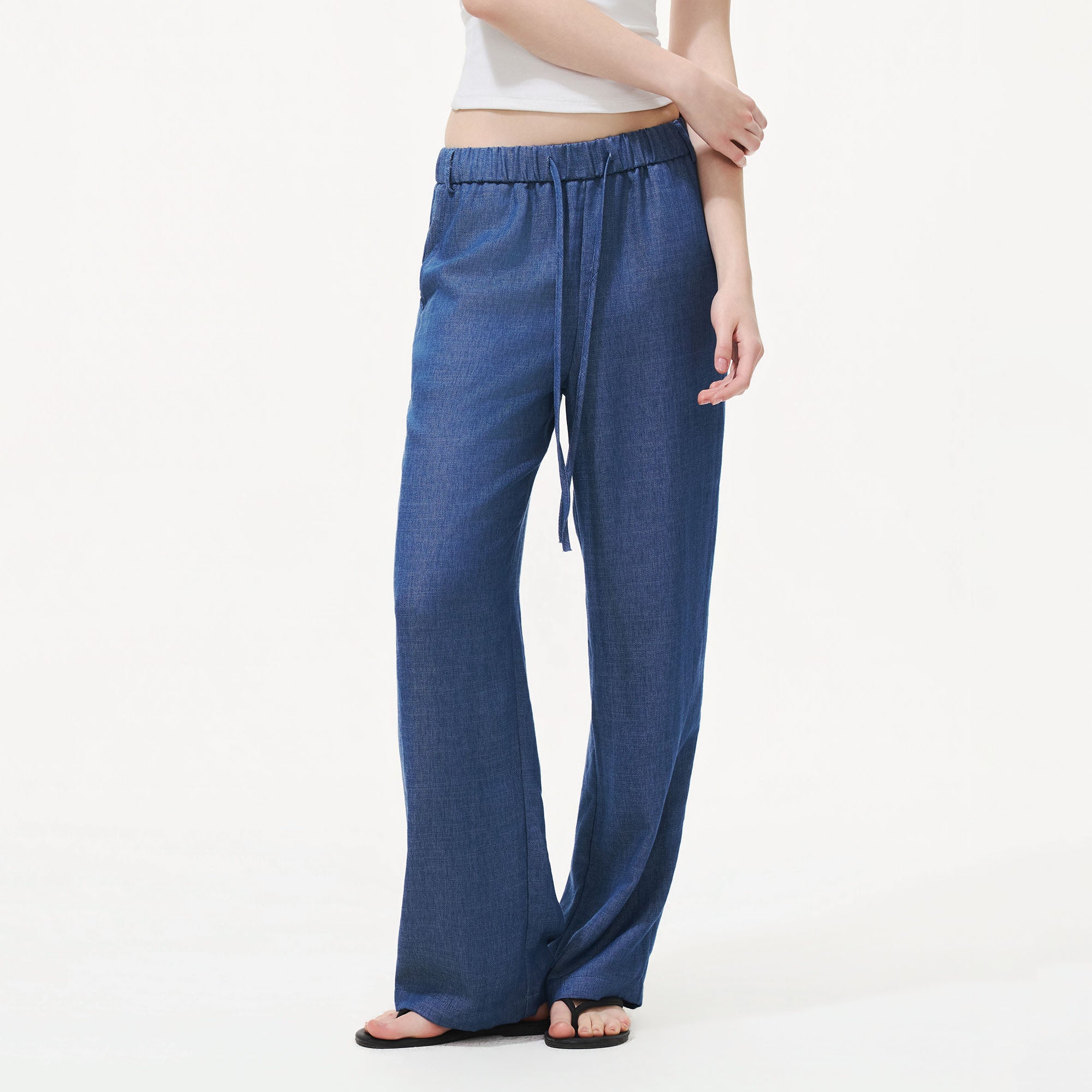 ARTIFICIAL WORLD Draped Drawstring Wide-Leg Pants