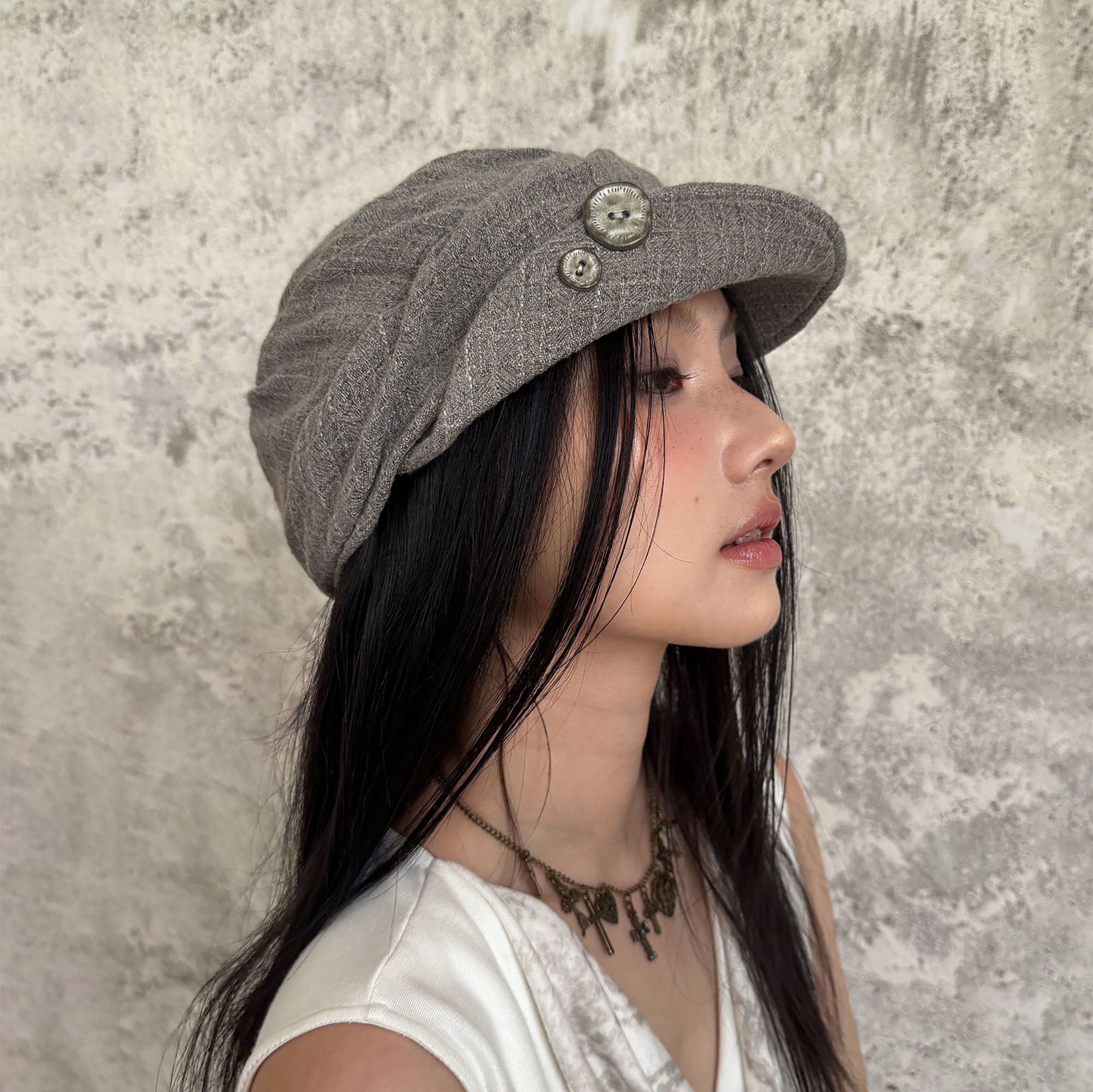 RIDK Folded-Hem Textured Newsboy Cap