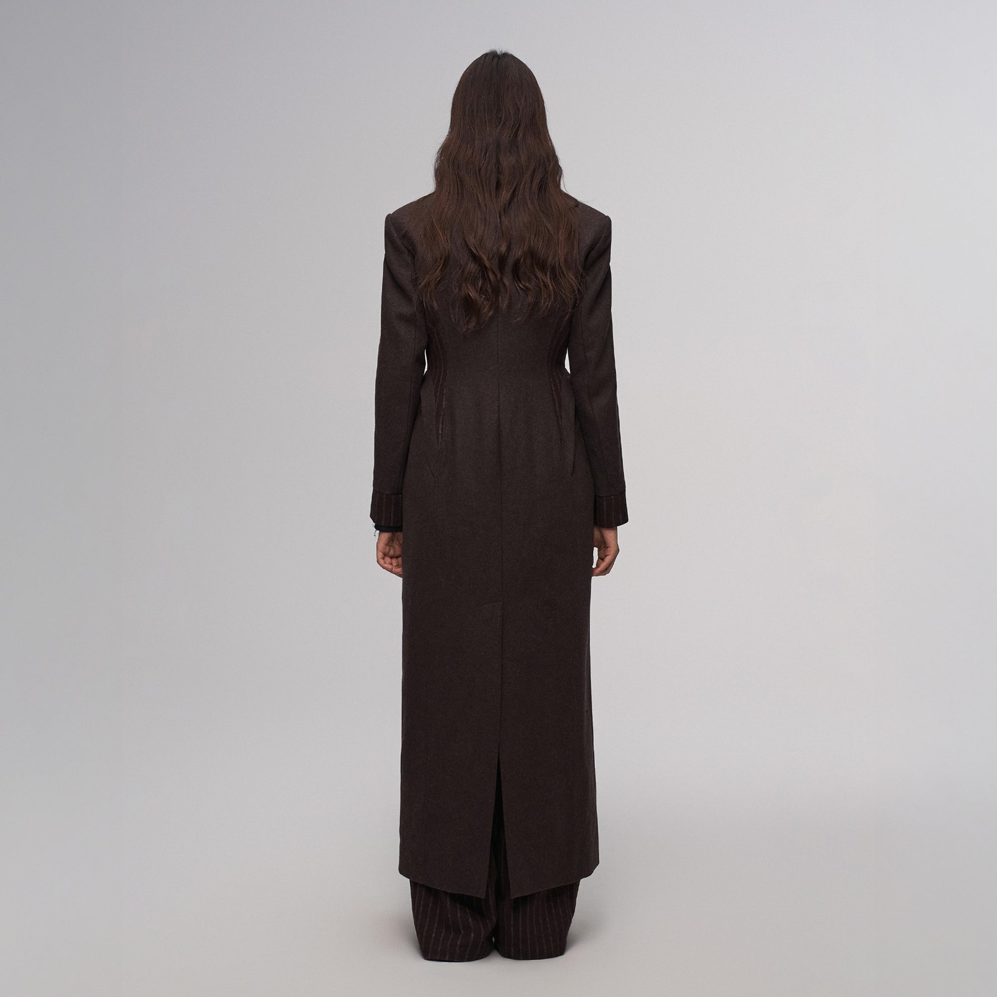 ILNya Nieternite Nifutur Tailored Stripe Paneled Wool-Blend Coat