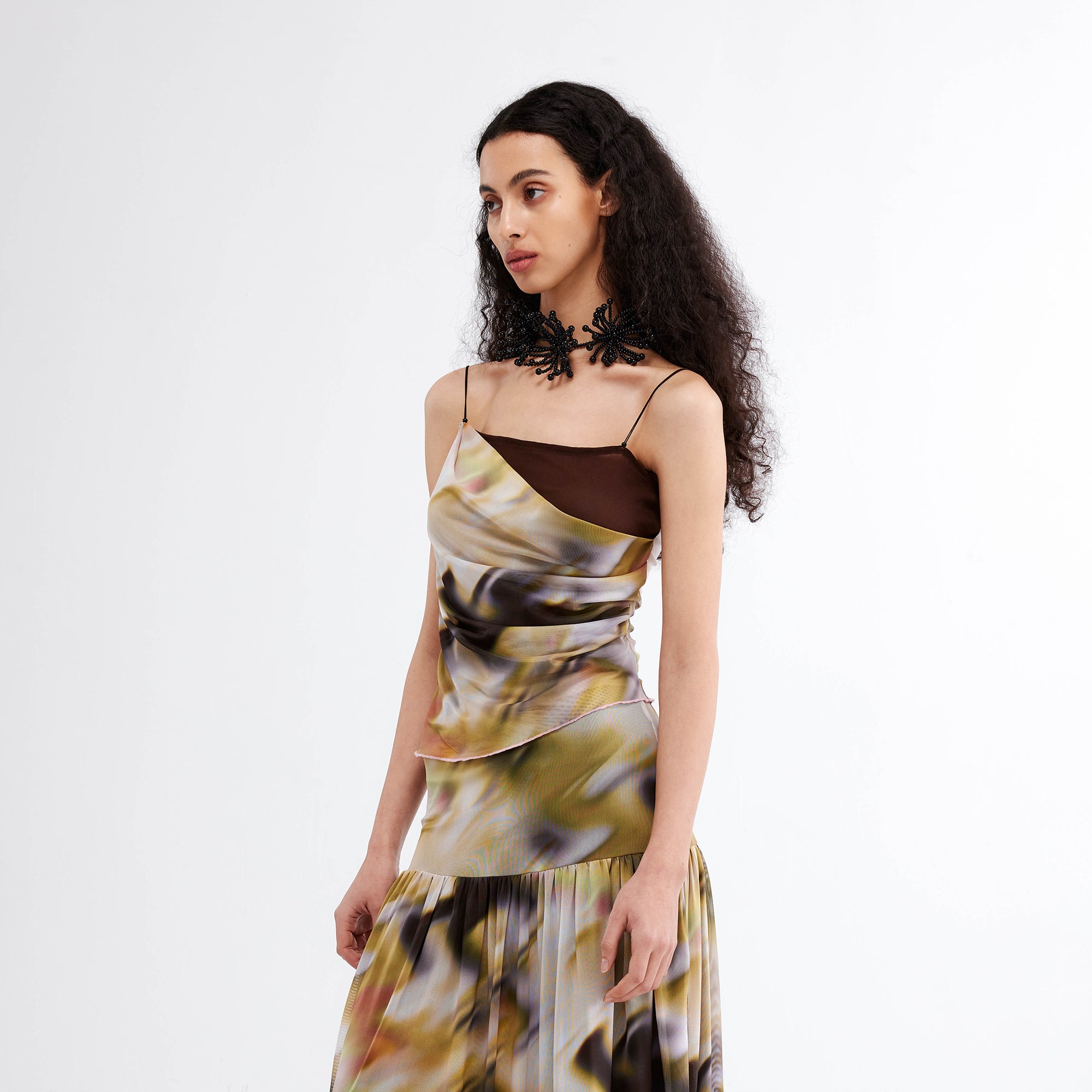 JIUWU PARK Blurred Print Double-Layer Cami Top