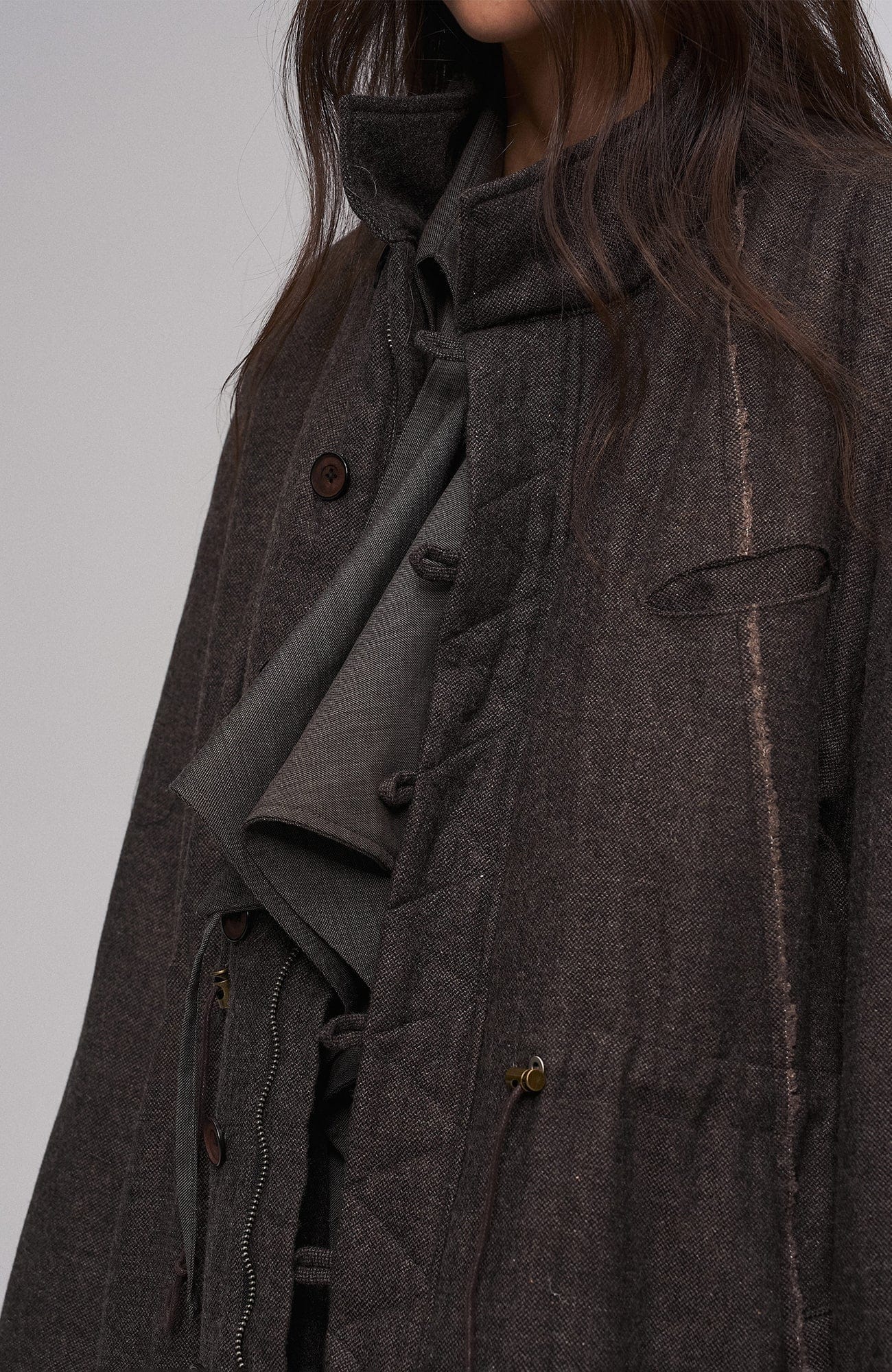 ILNya Nieternite Nifutur Asym Hem Drawcord Wool-Blend Parka