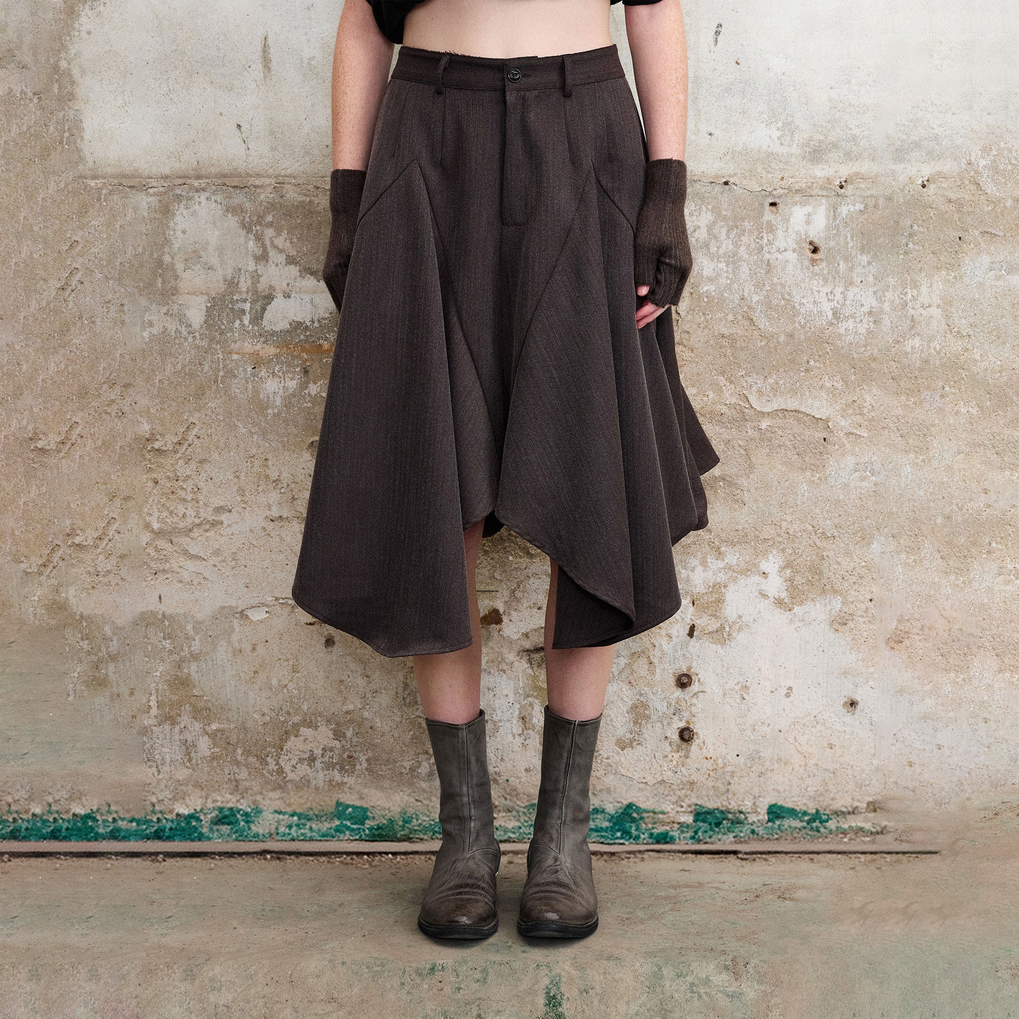 ILNya Nieternite Nifutur Layered Asymmetrical Skort Brown