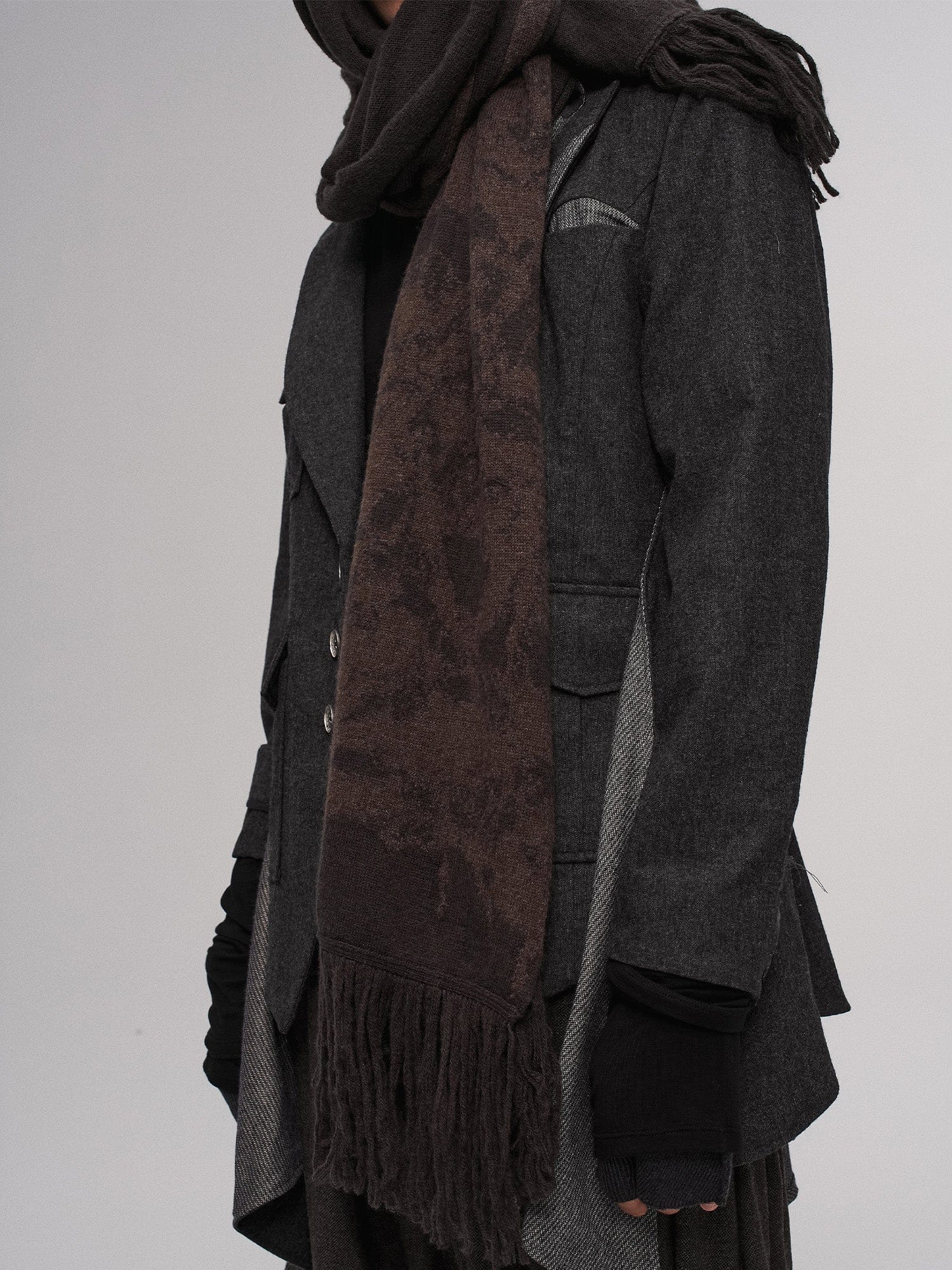 ILNya Nieternite Nifutur Asym Draped-Pleated Panel-Collar Blazer