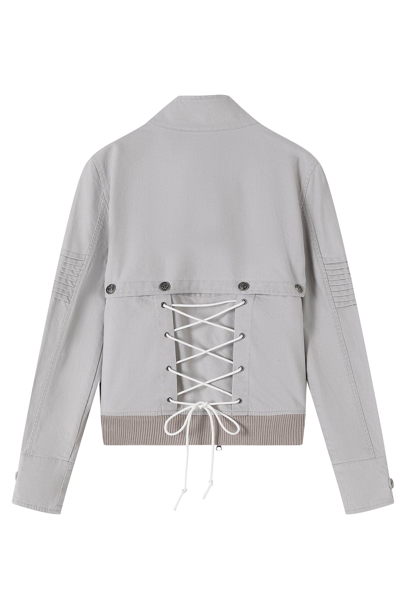 CESTNOUS Detachable Buckle-Strap Lace-Up Back Jacket