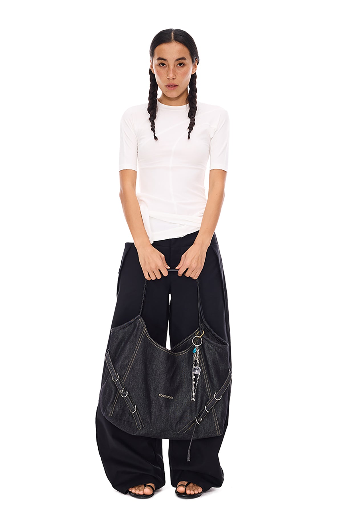 COSTUSTOOT Raw Denim Single-Shoulder Tote Bag