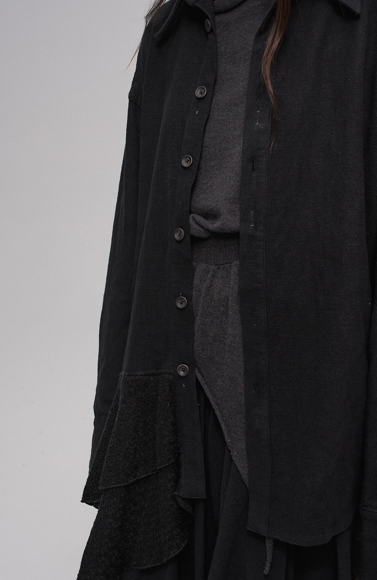 ILNya Nieternite Nifutur Asymmetric Drape Panel Ramie-Blend Shirt