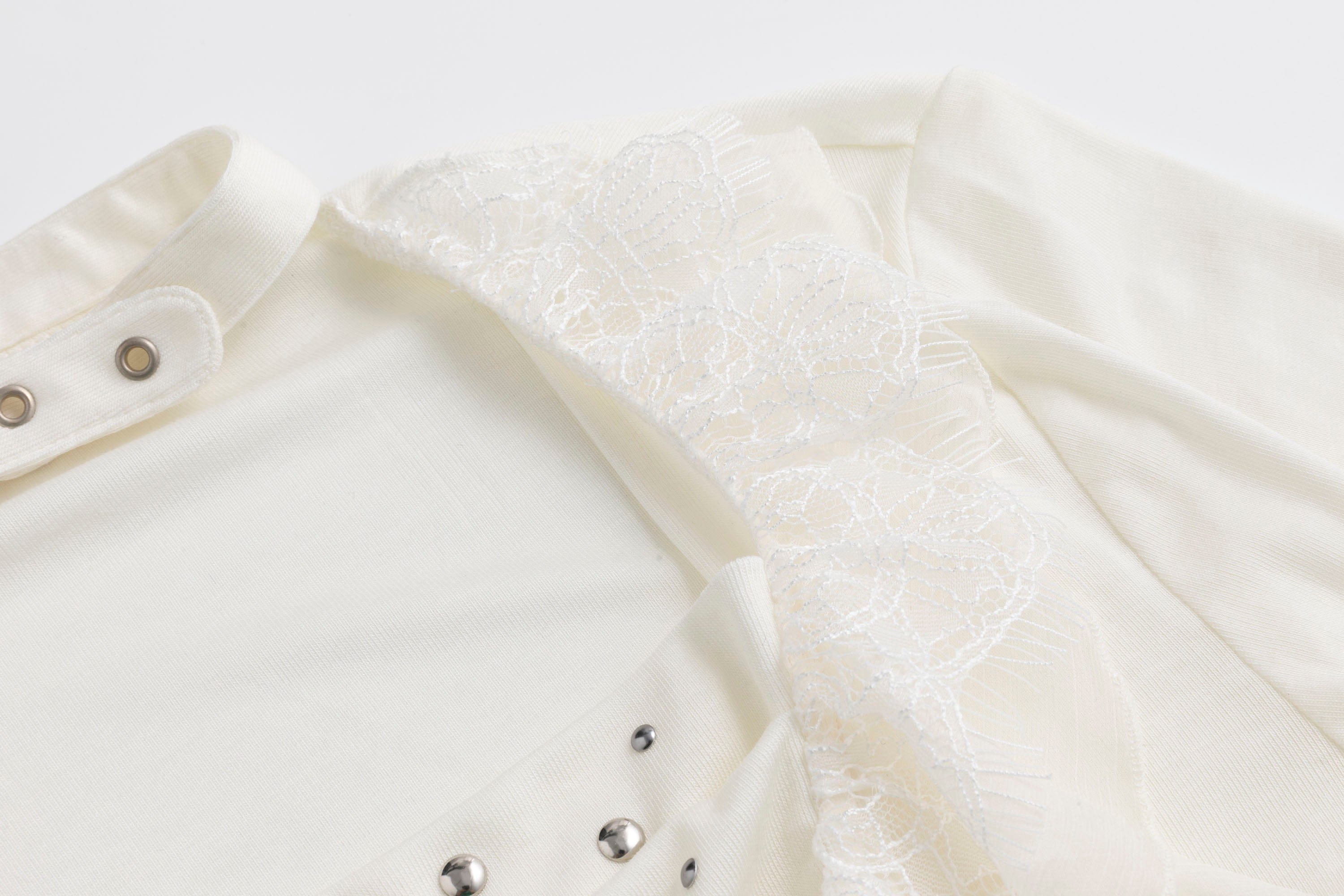 CESTNOUS Studded Ruffled Paneled Top