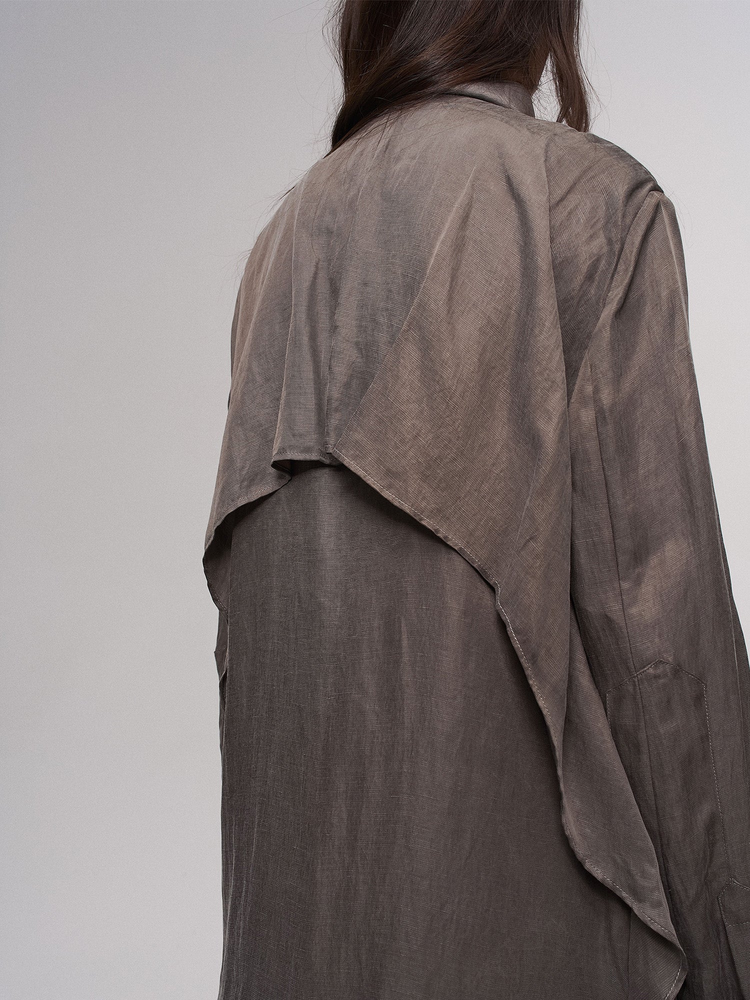 ILNya Nieternite Nifutur Asym Layered Wrap-Collar Shirt Coat Gray