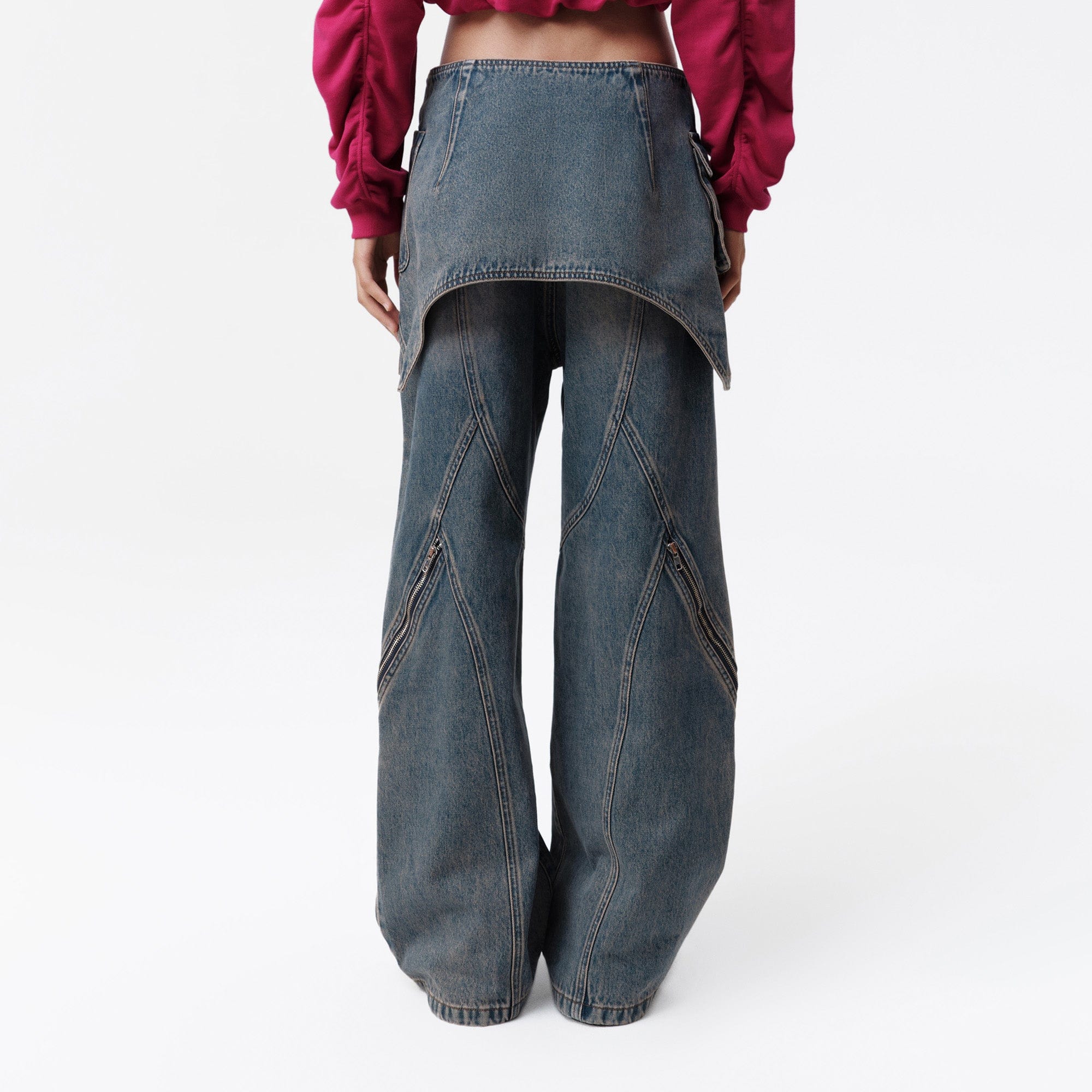VANN VALRENCE Detachable Overlay Structural Panel Zip Jeans, premium urban and streetwear designers apparel on PROJECTISR.com, VANN VALRENCE