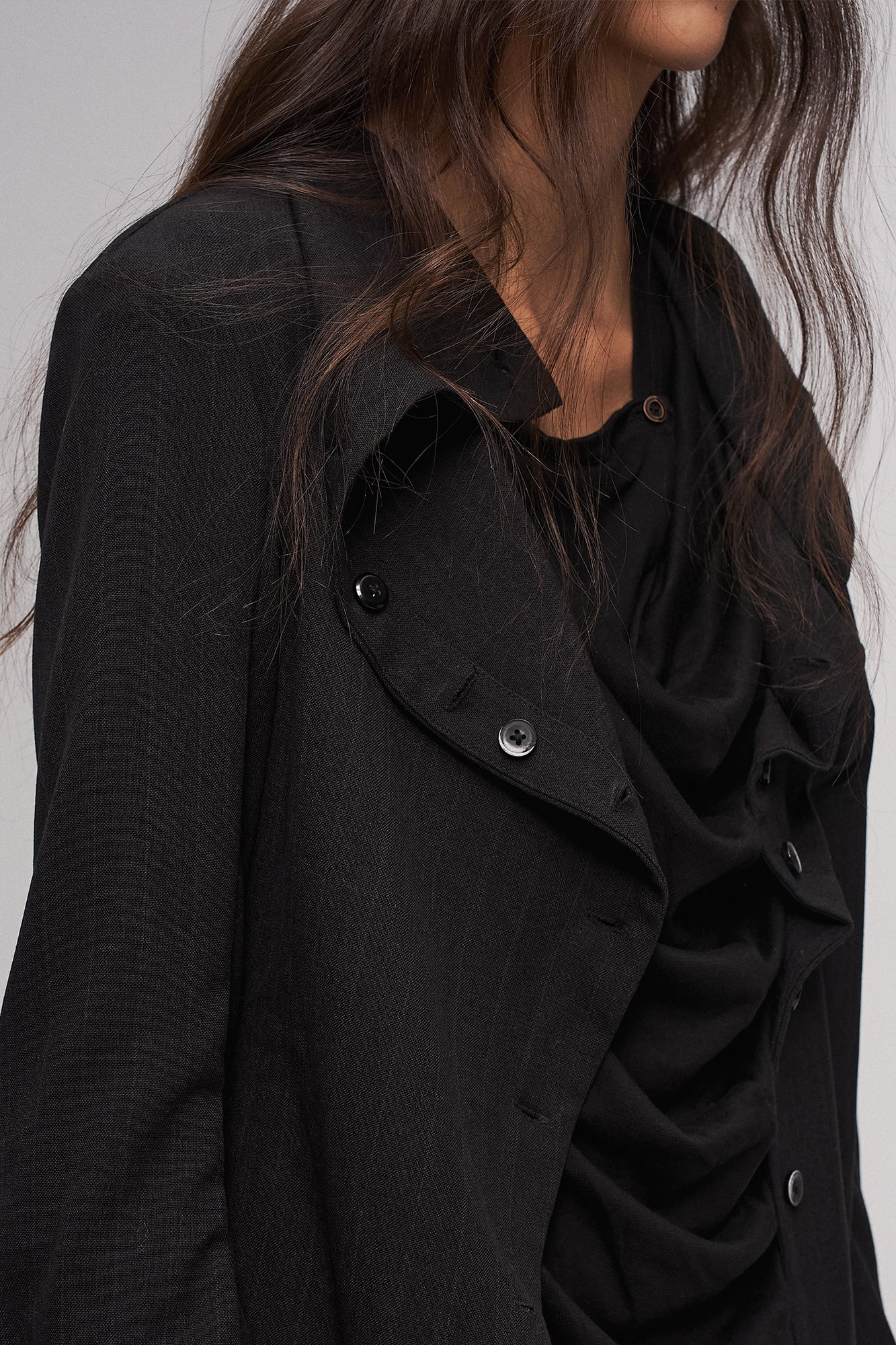 ILNya Nieternite Nifutur Cowl Neck Layered Flared Coat