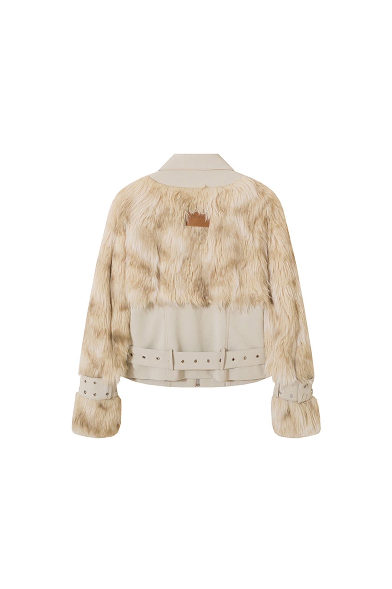 AE30 SAINT Faux Fur Trim PU Moto Jacket