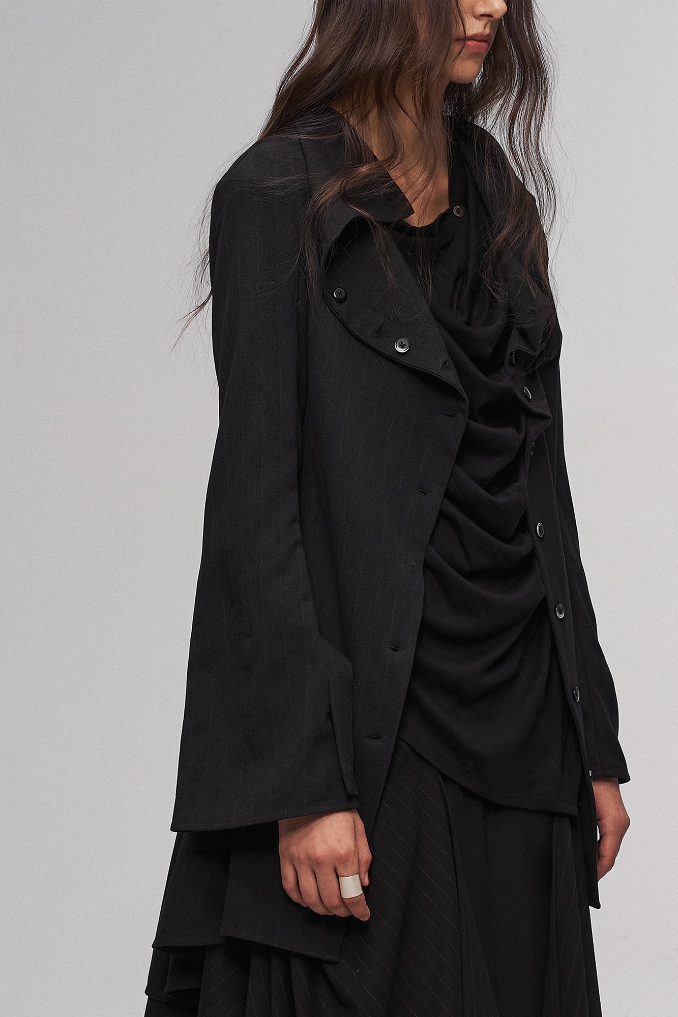 ILNya Nieternite Nifutur Cowl Neck Layered Flared Coat