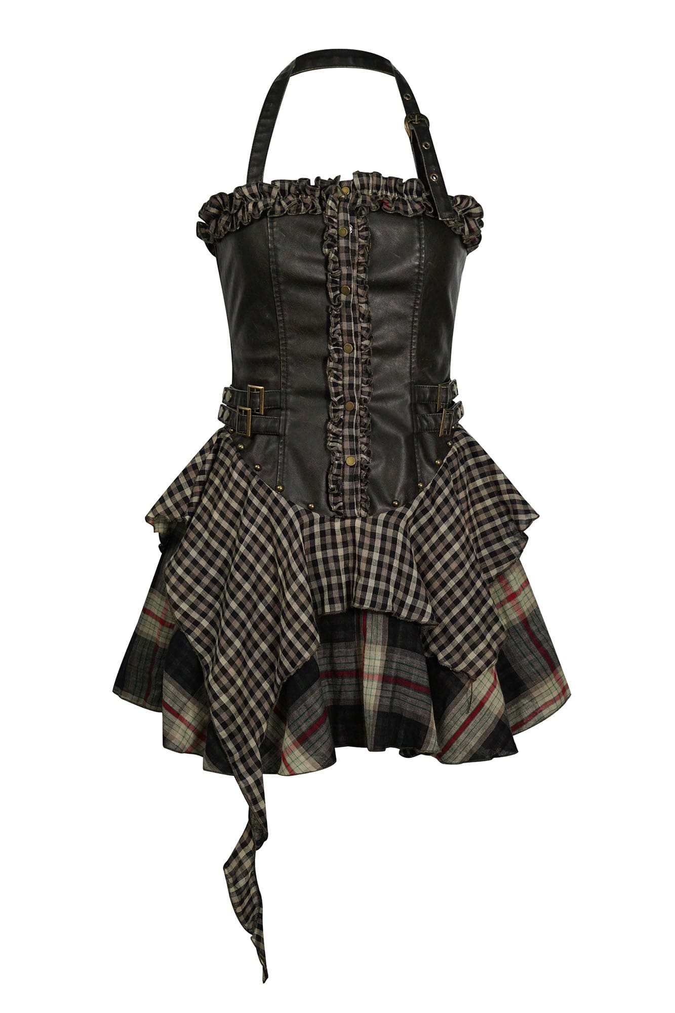 CESTNOUS Ruffled Trim Corset Layered Mini Dress