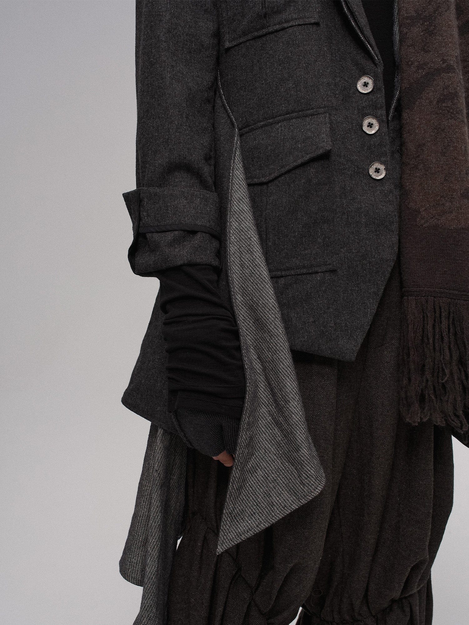 ILNya Nieternite Nifutur Asym Draped-Pleated Panel-Collar Blazer