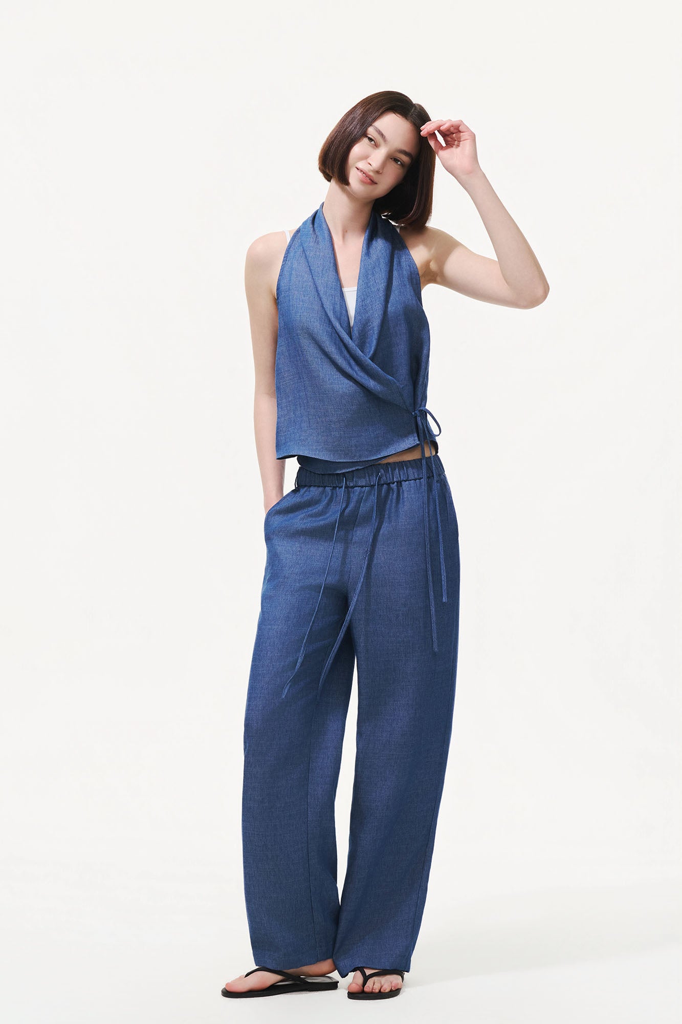 ARTIFICIAL WORLD Asymmetrical Wrap Halter Top