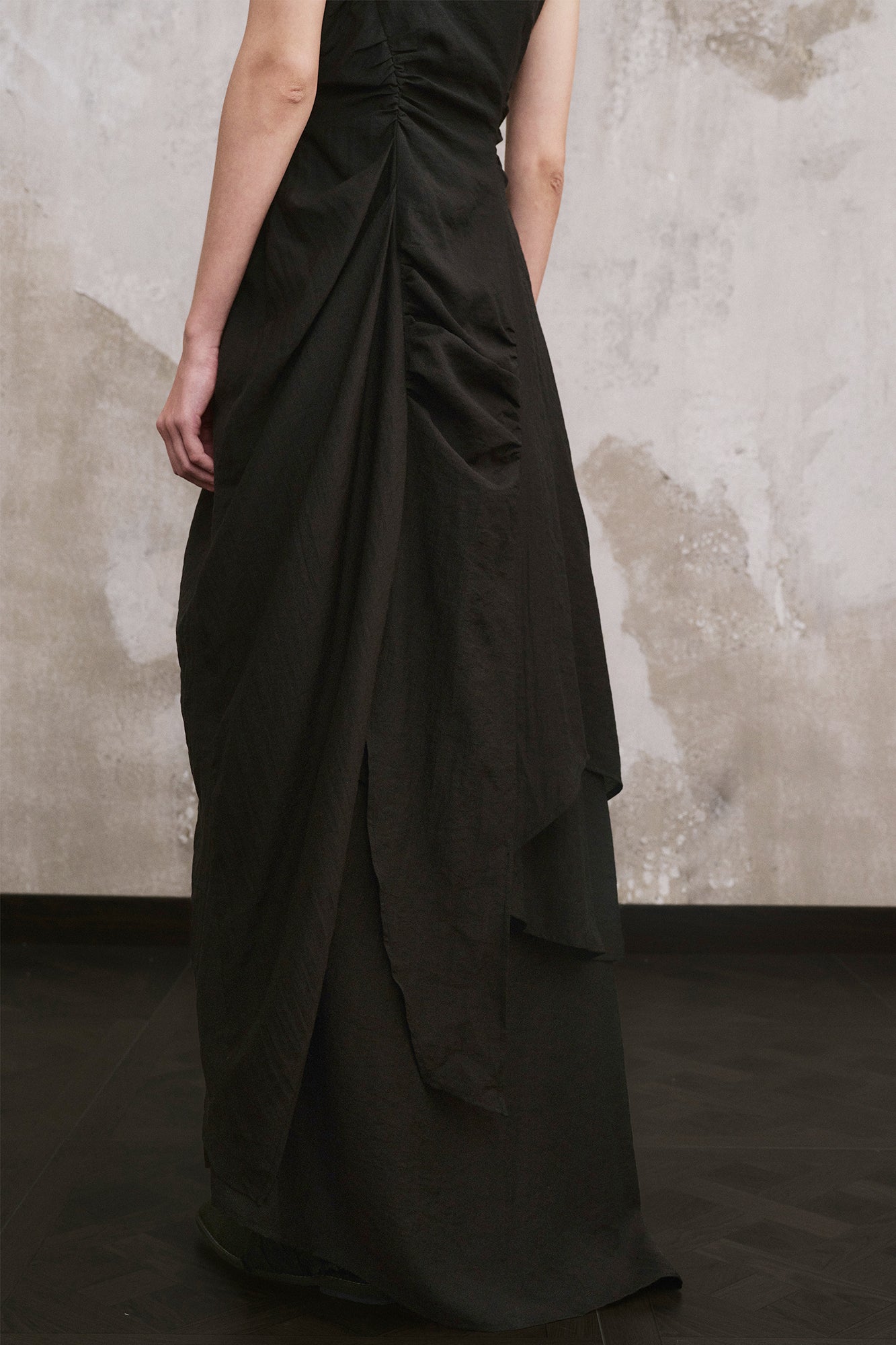 ILNya Nieternite Nifutur Asymmetrical Layered Ruched Maxi Dress