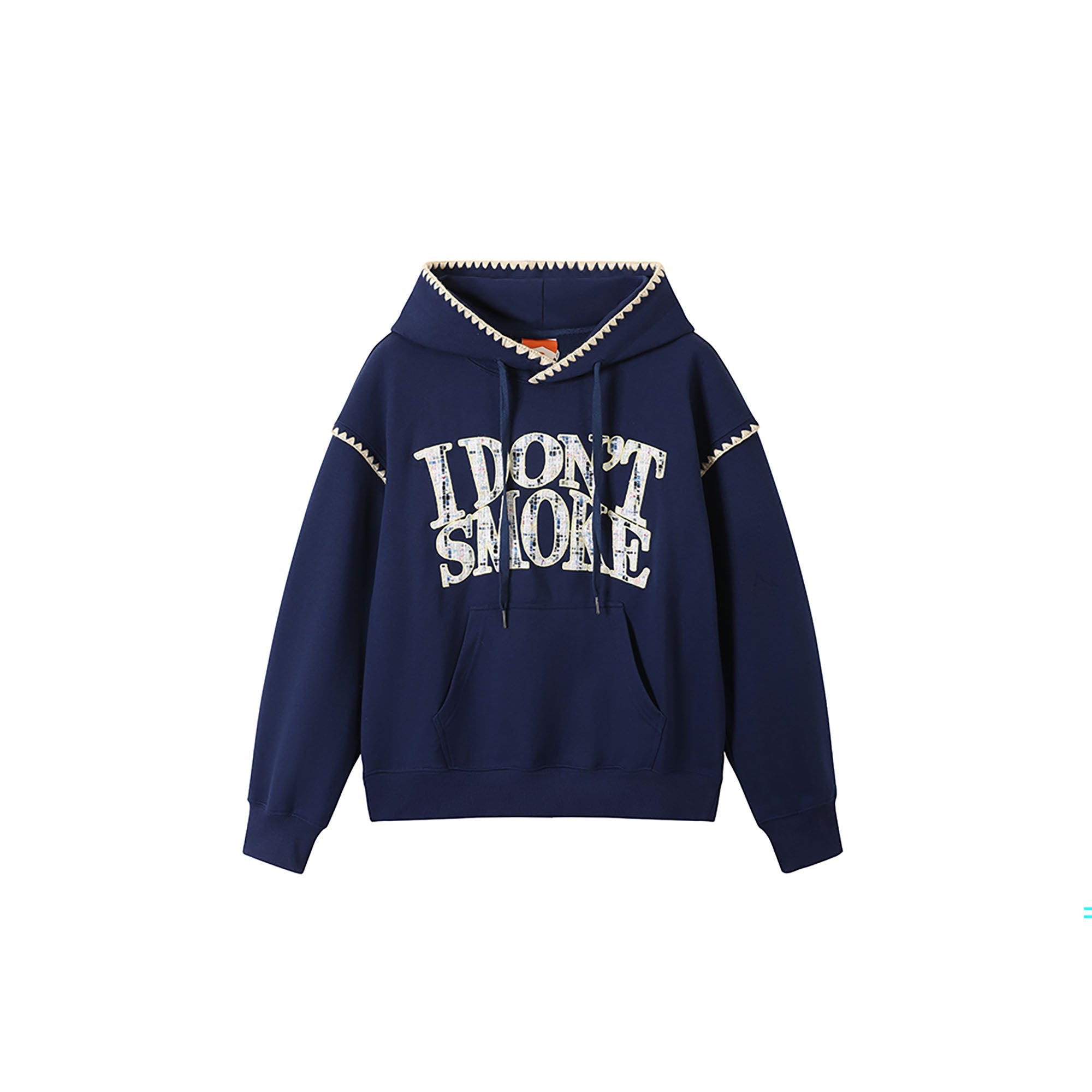 DONSMOKE Retro Embroidered Patch Whipstitch Hoodie