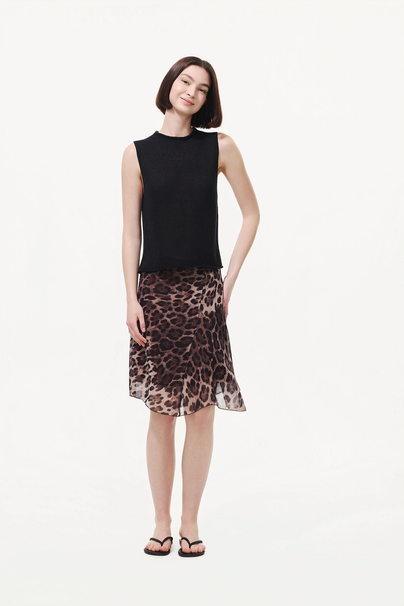 ARTIFICIAL WORLD Sheer Leopard Midi Skirt
