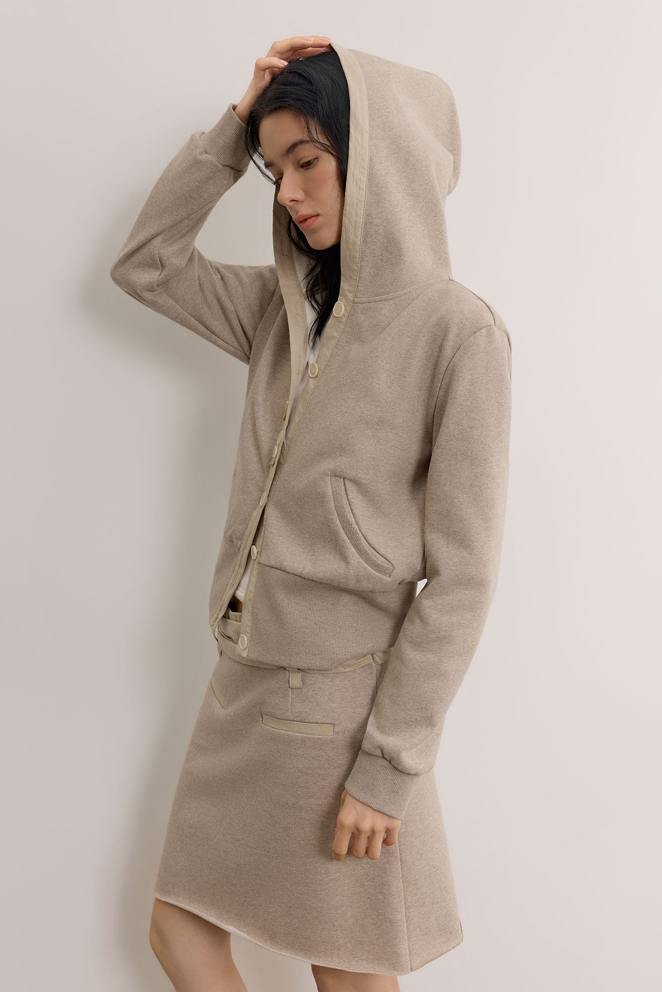 SAME FLOW Modern Cropped Botton-Up Hoodie
