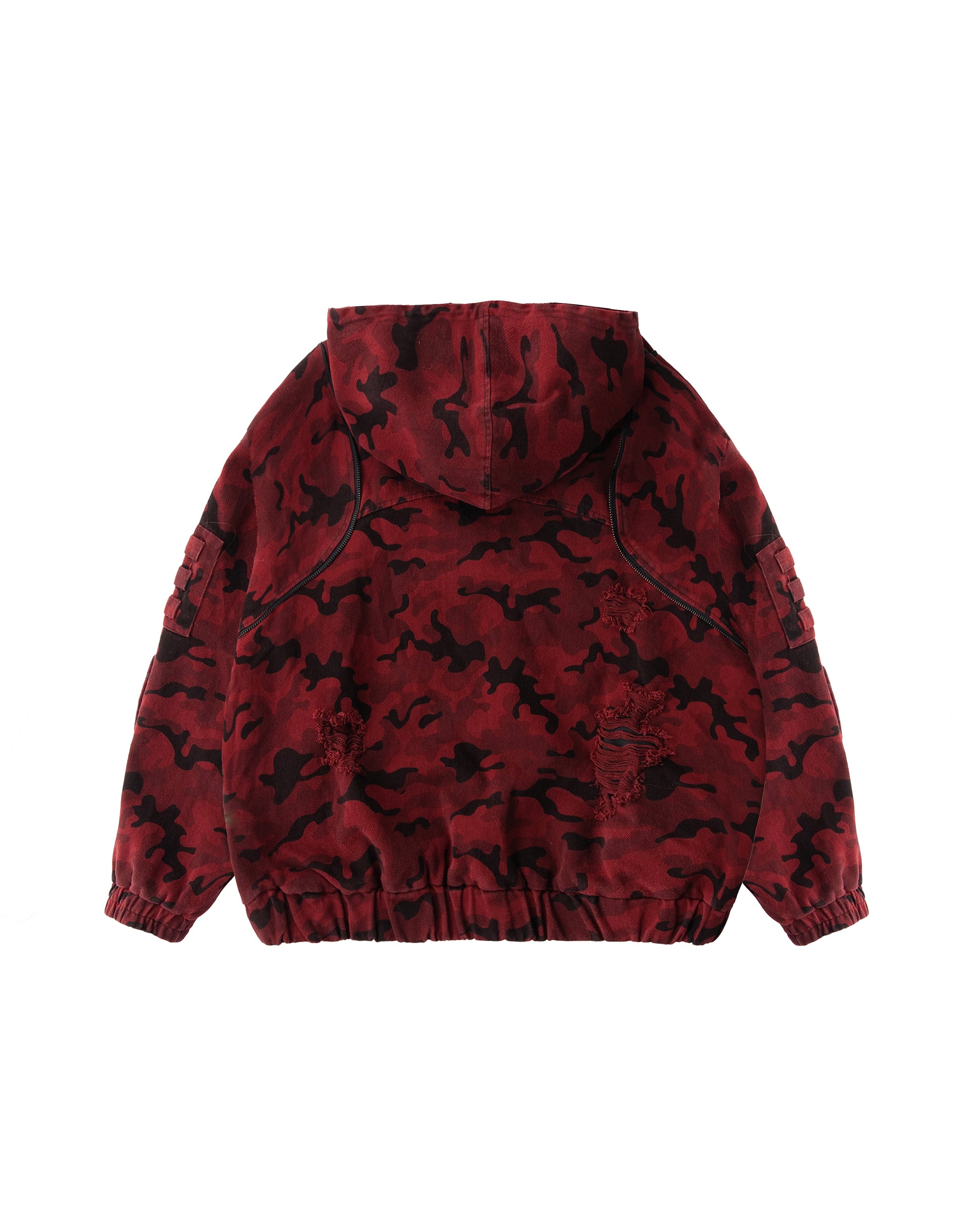MOGONGSHE Camo Frayed LOGO Patch Hooded Jacket