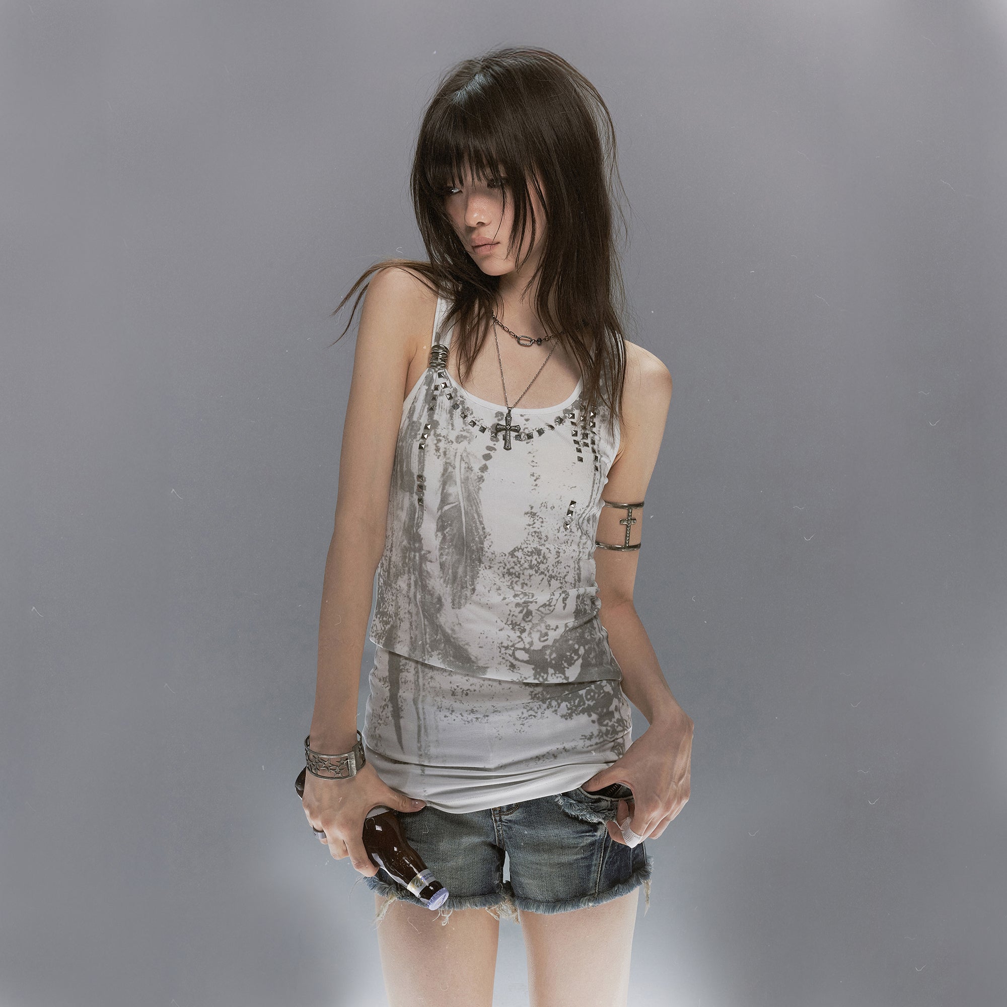 CESTNOUS Punk Studded Slim Tank Top