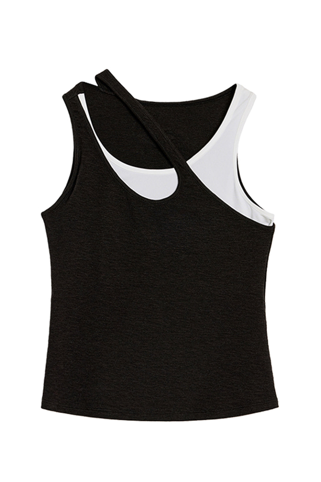 AURA LAND Deconstructed Contrast-Print Layered Tank Top