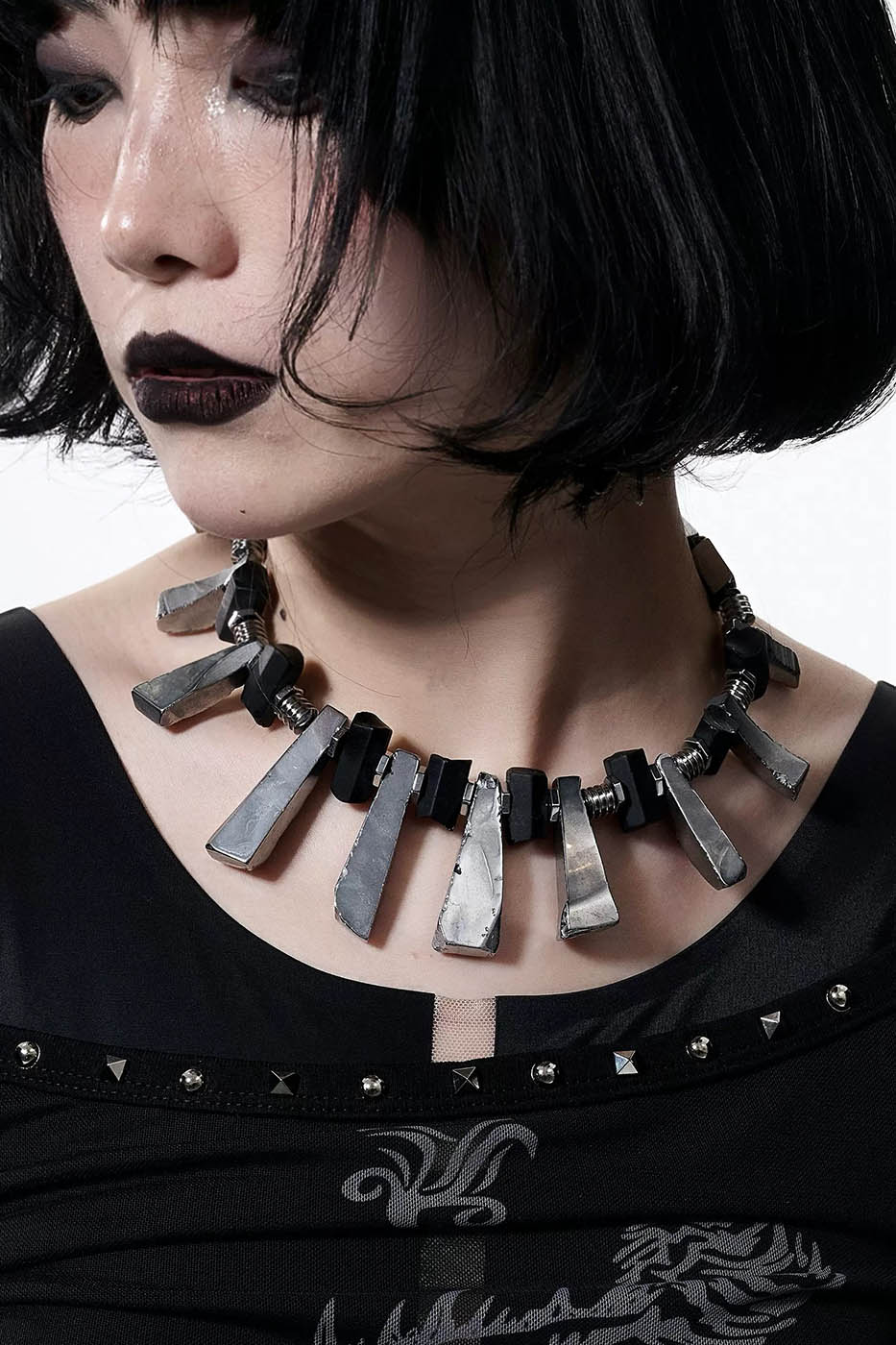 ILLUSORY Distressed Metal Reversible Necklace, premium urban and streetwear designers apparel on PROJECTISR.com, ILLUSORY