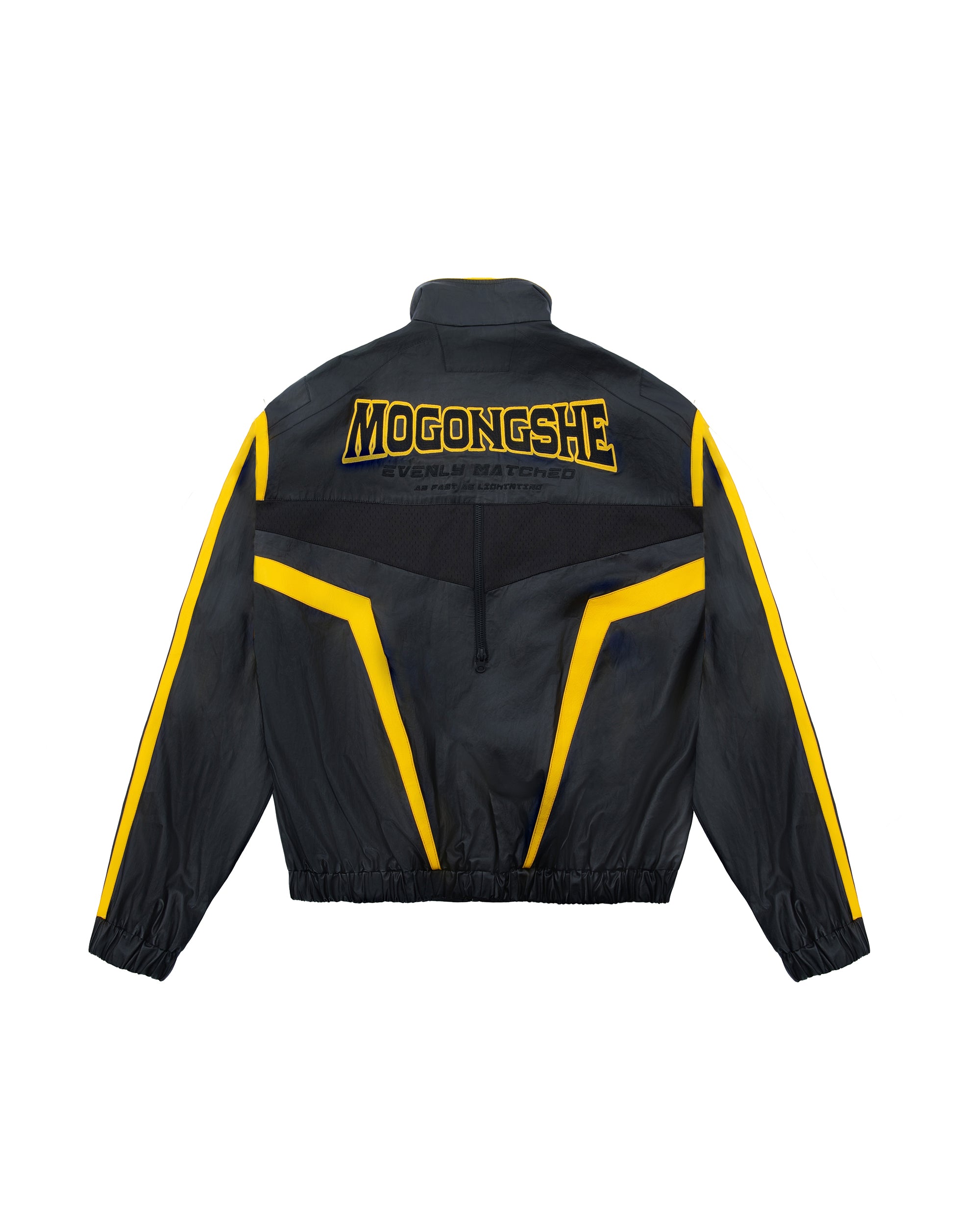 MOGONGSHE Contrast Stripe PU Moto Jacket
