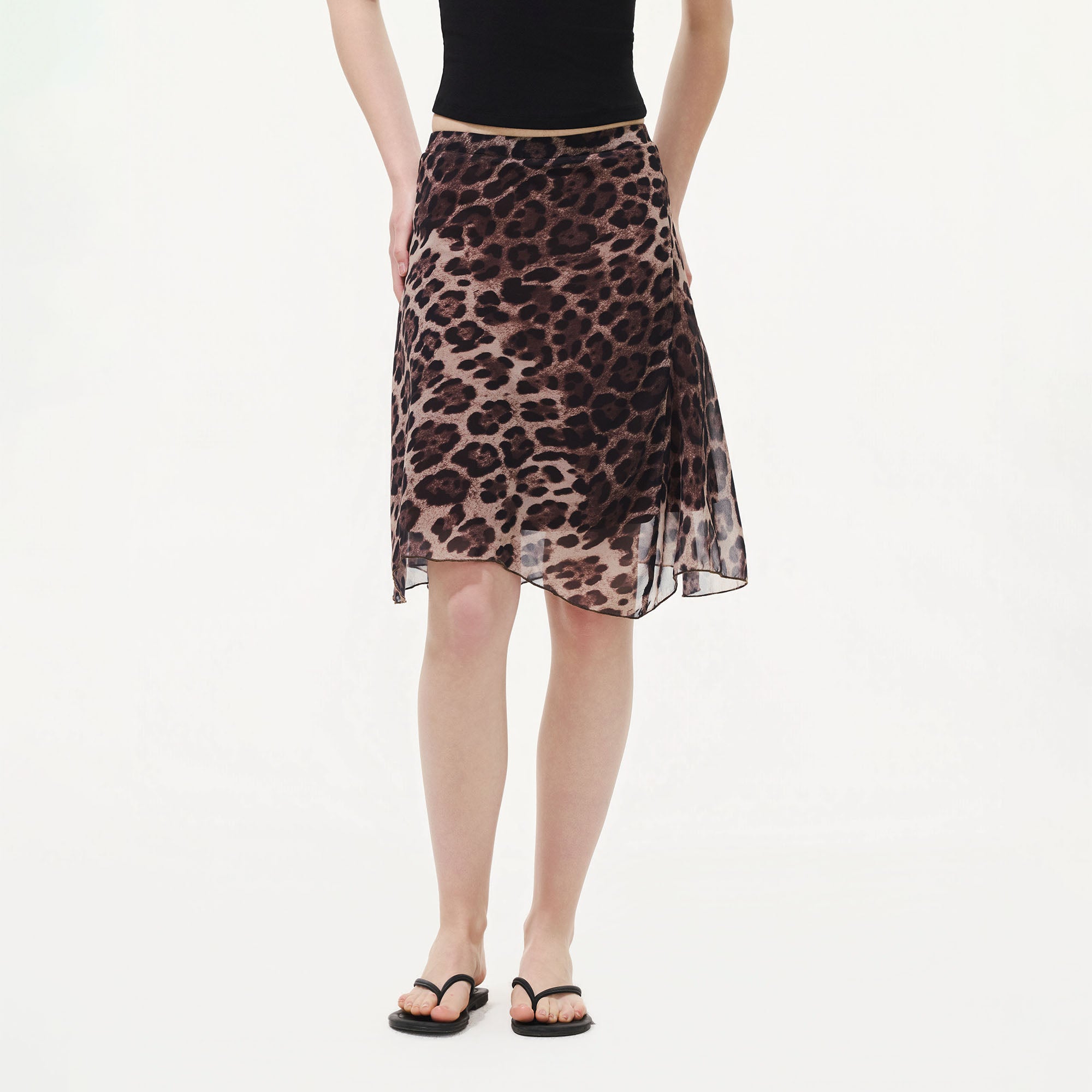 ARTIFICIAL WORLD Sheer Leopard Midi Skirt