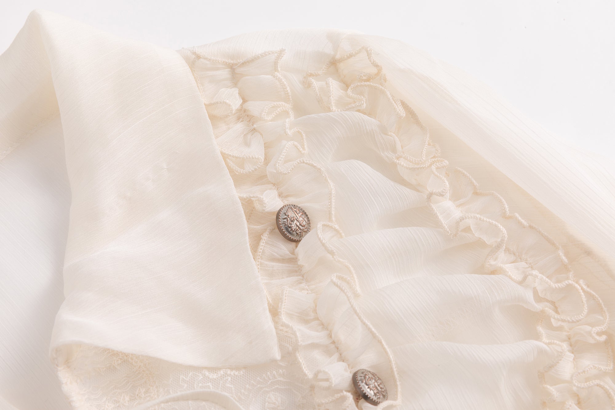 CESTNOUS Ruffle Lace-Panel Bell-Sleeve Shirt