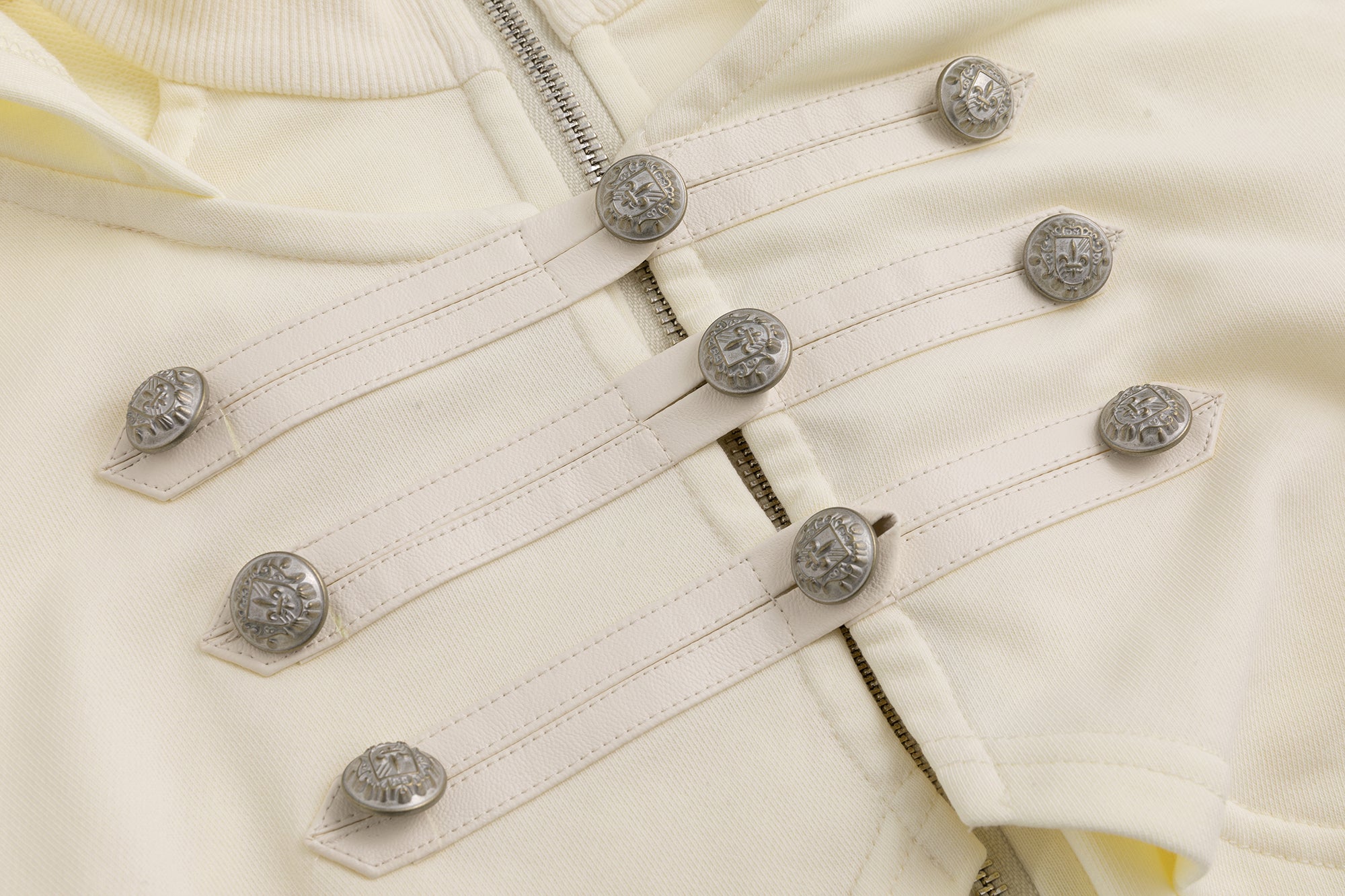 CESTNOUS Punk Metal-Button Napoleon Zip-Up Hoodie