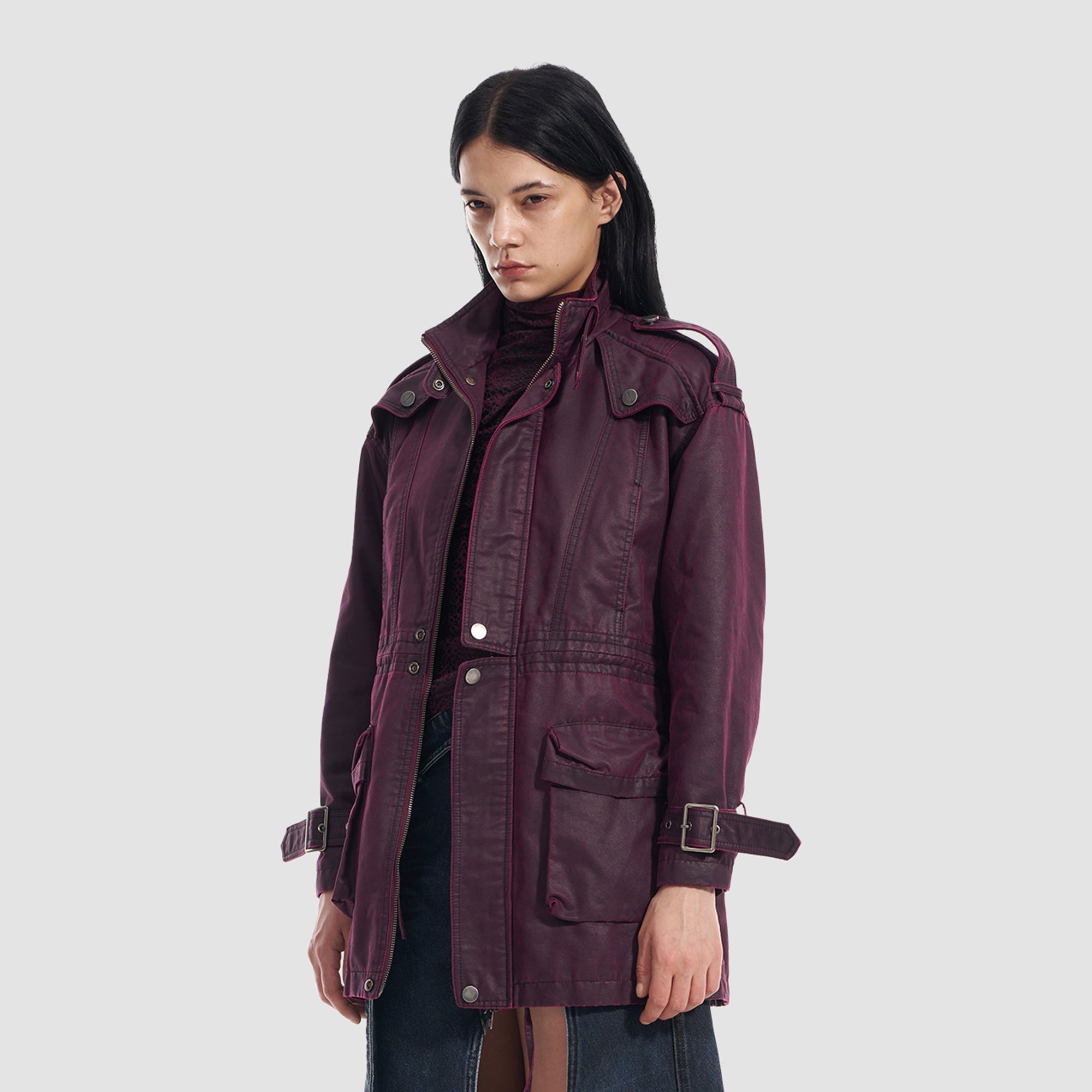 VANN VALRENCE Utility Belted Parka Jacket