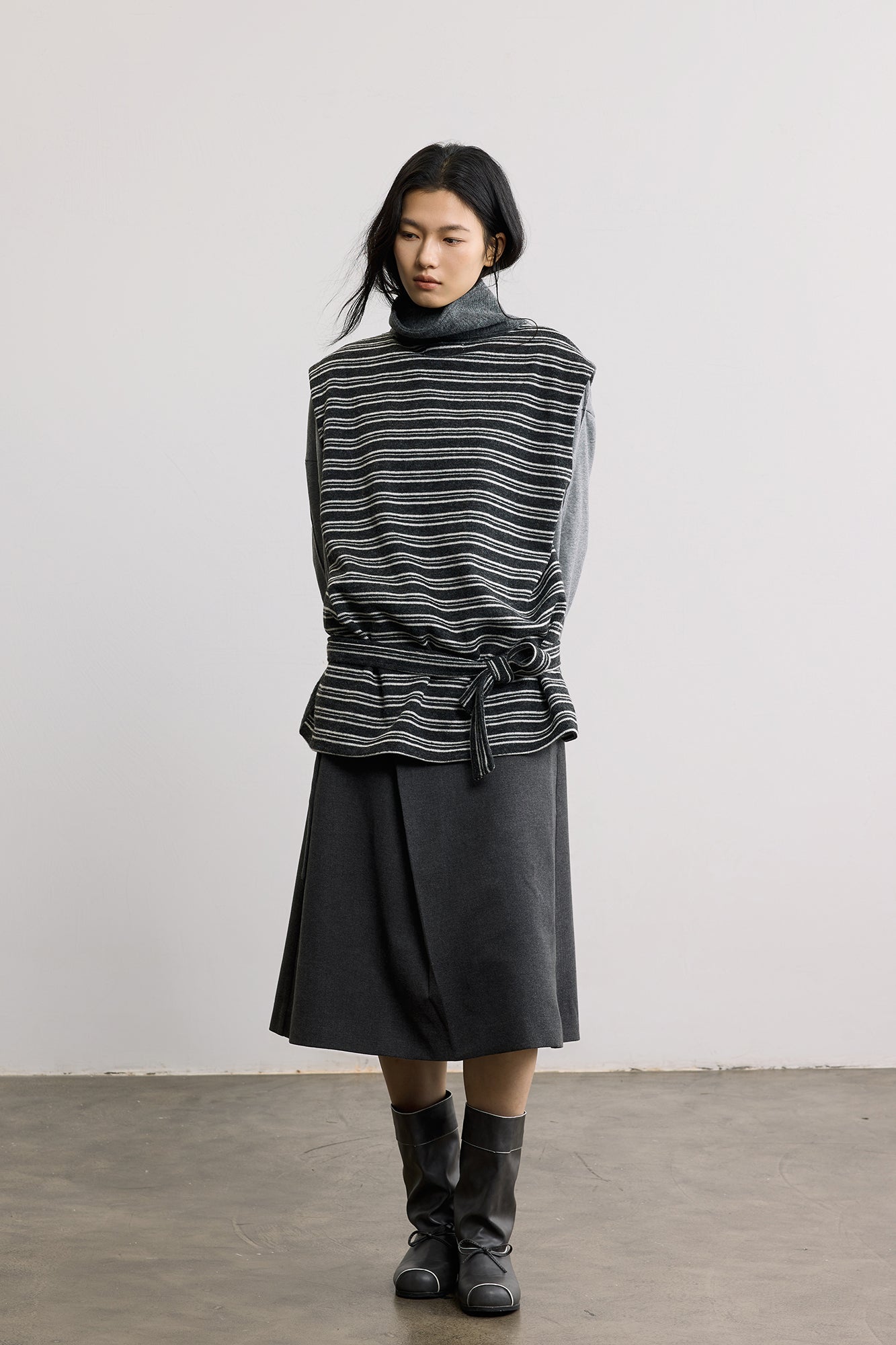 SAME FLOW Belted Reversible Wool-Blend Knit Vest