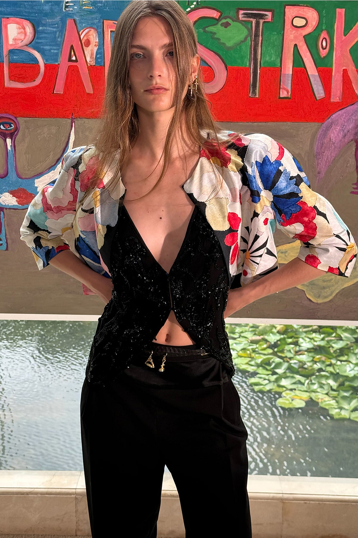 WINGFREE Reversible Floral Cropped Jacket