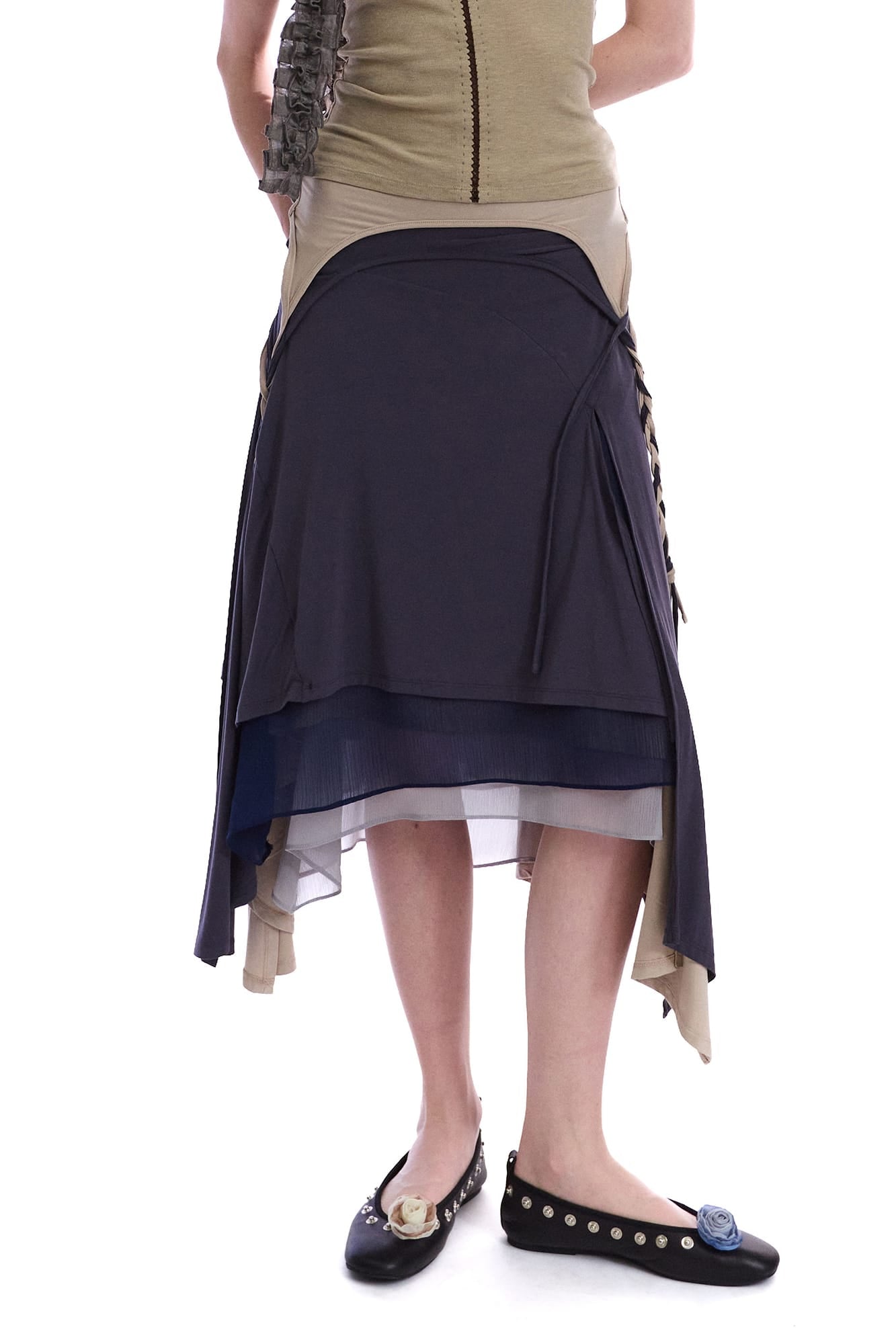 NEVERSEEZ Convertible Layered Fold-Over Skirt