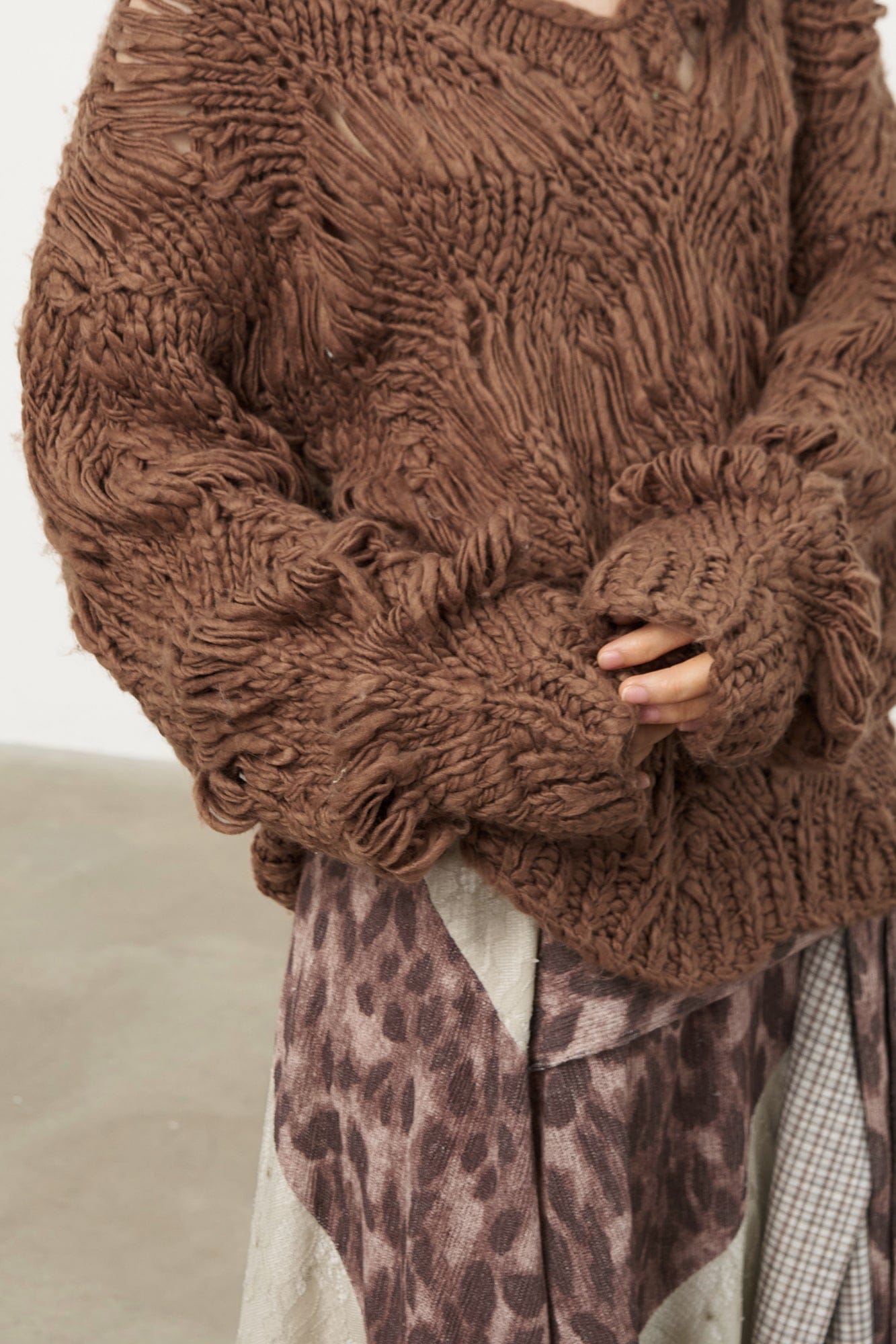 SAME FLOW Crocheted Open-Knit Pullover Sweater