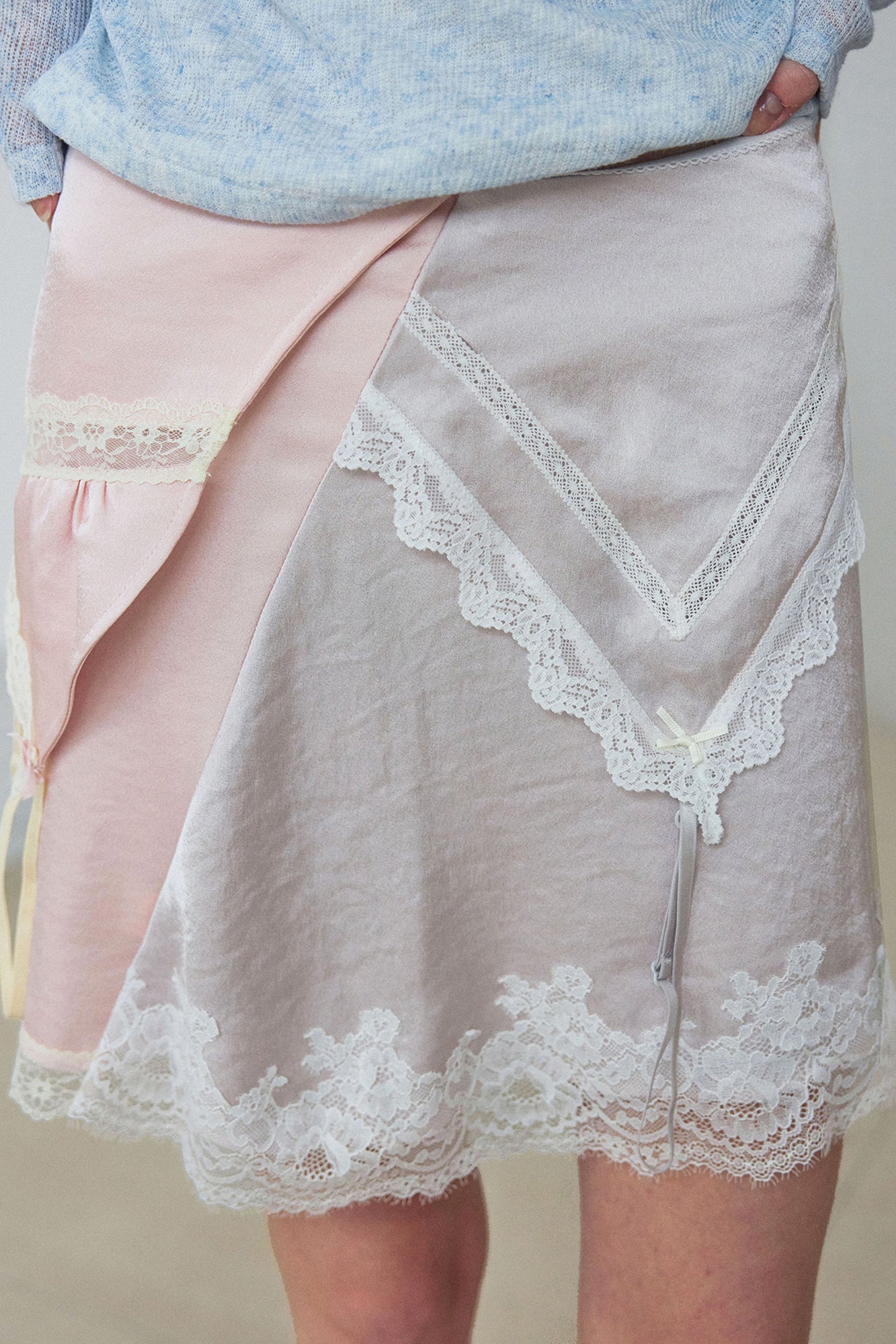 WII WIL Lace-Trim Garter Layered Mini Skirt