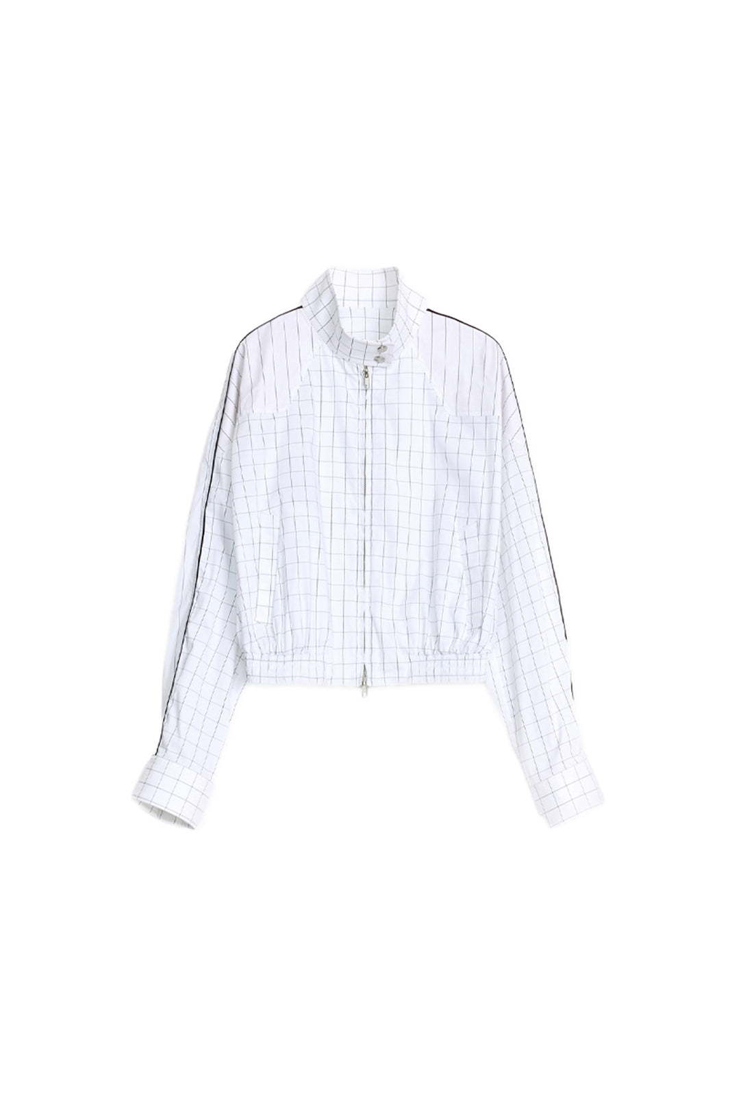 AURA LAND Striped Spliced Oversized Bomber Jacket
