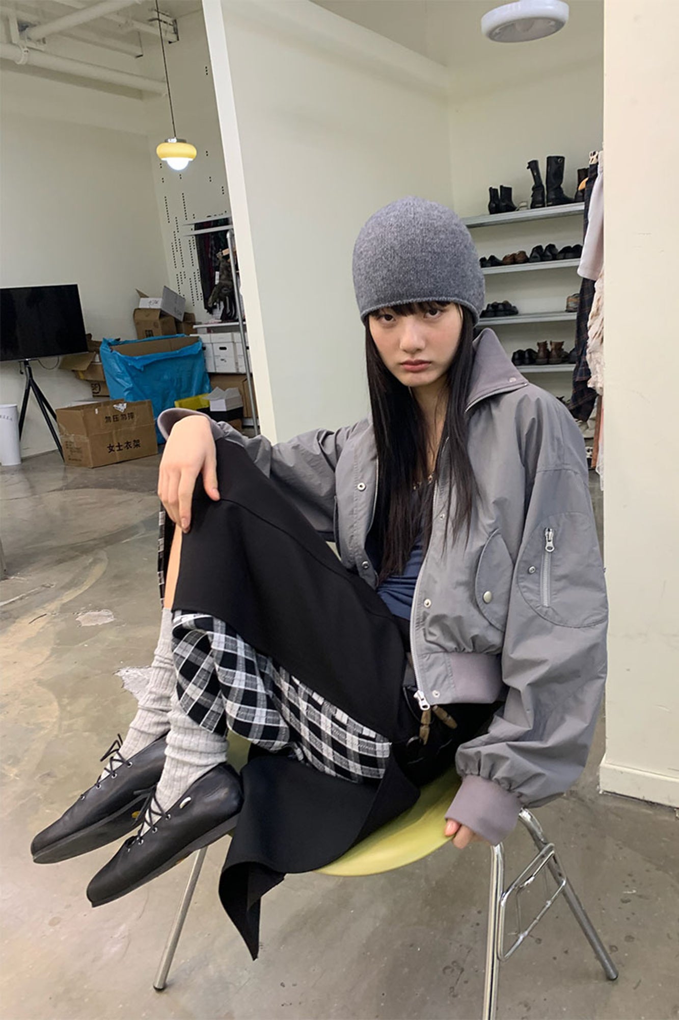 NEVERSEEZ Ruched-Back Cropped Bomber Jacket