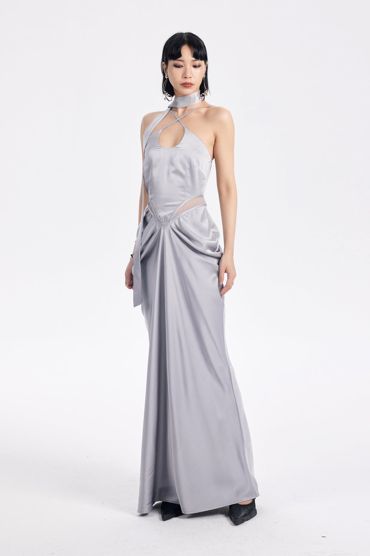 TINY IN STUDIO Spliced Cut-Out Ruched Dress