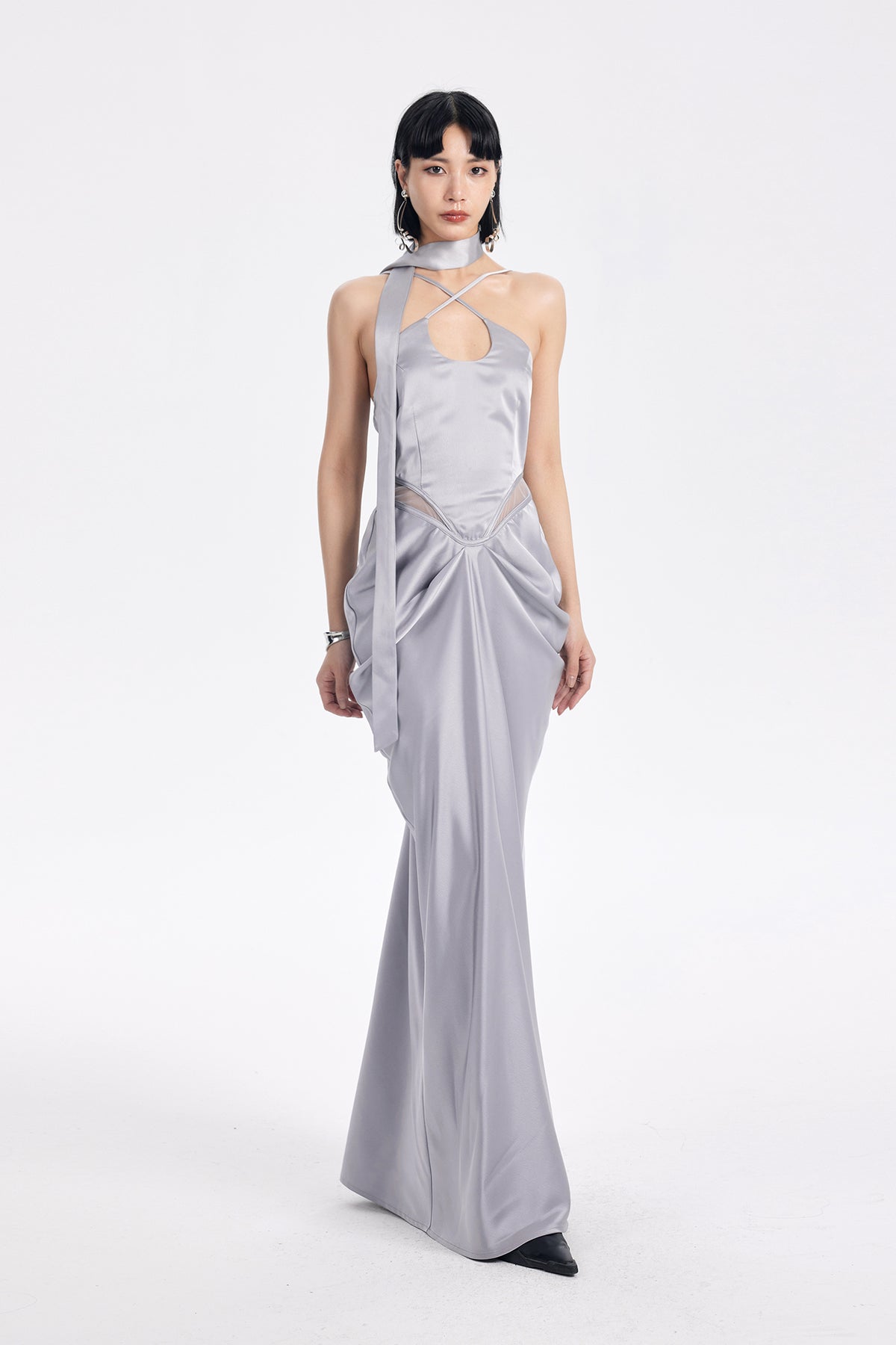 TINY IN STUDIO Spliced Cut-Out Ruched Dress