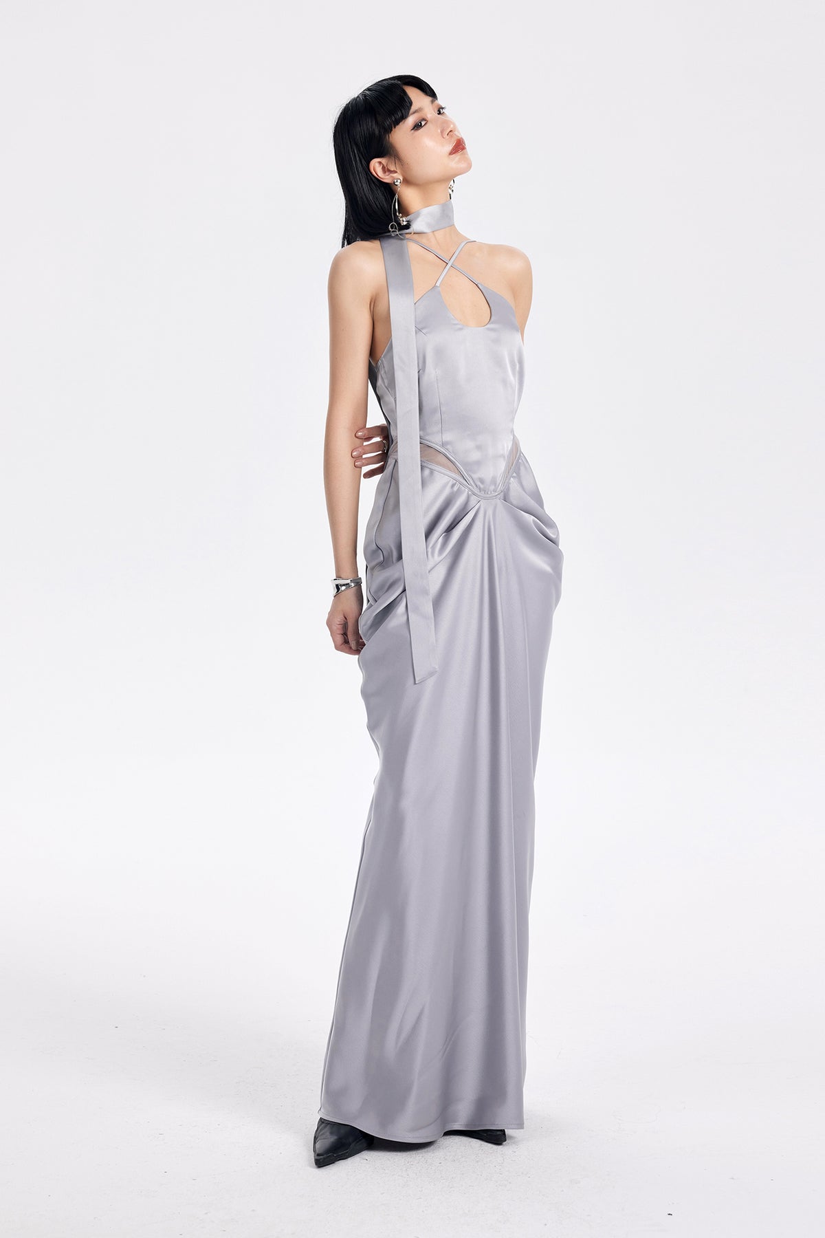 TINY IN STUDIO Spliced Cut-Out Ruched Dress