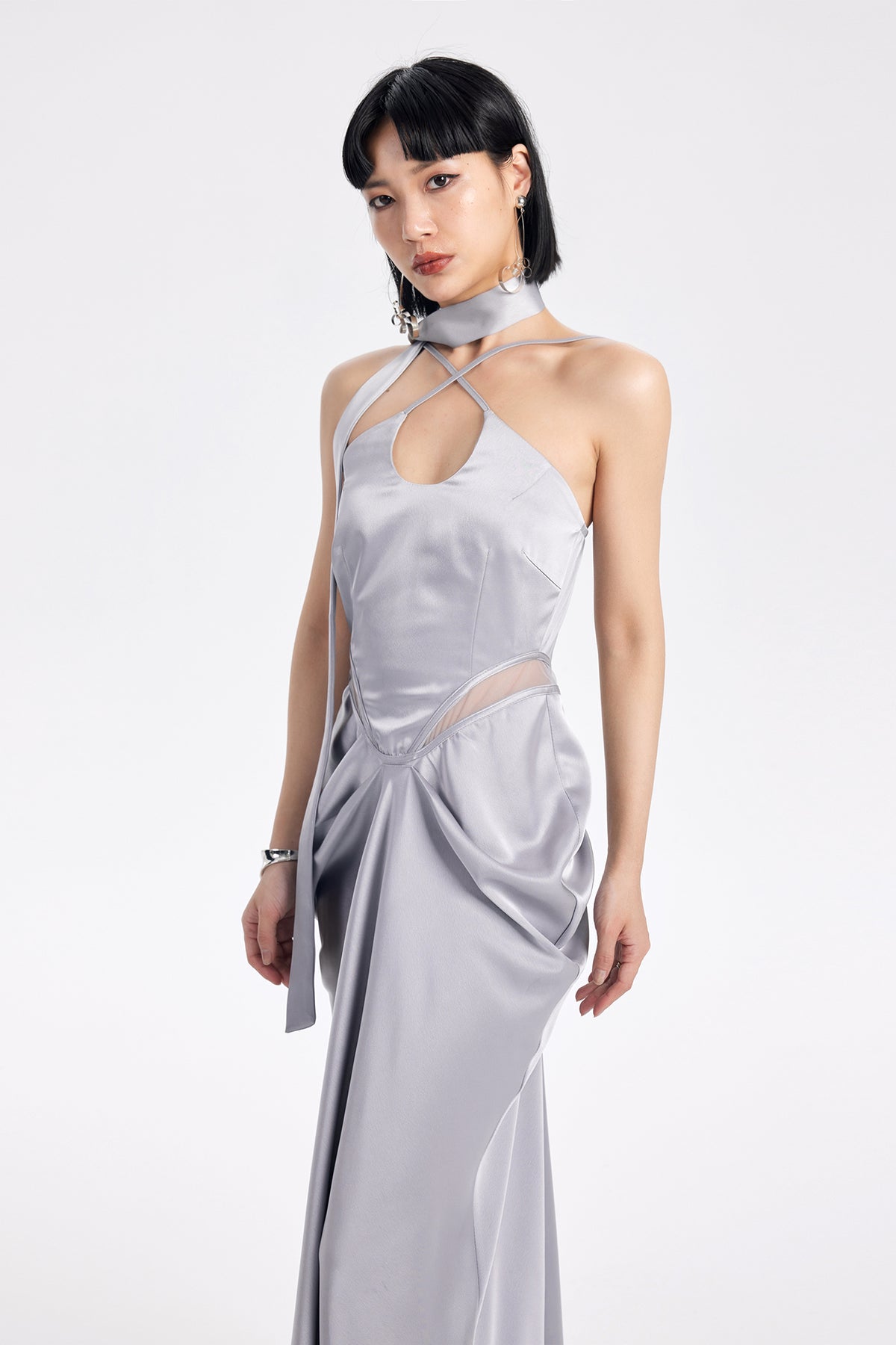 TINY IN STUDIO Spliced Cut-Out Ruched Dress