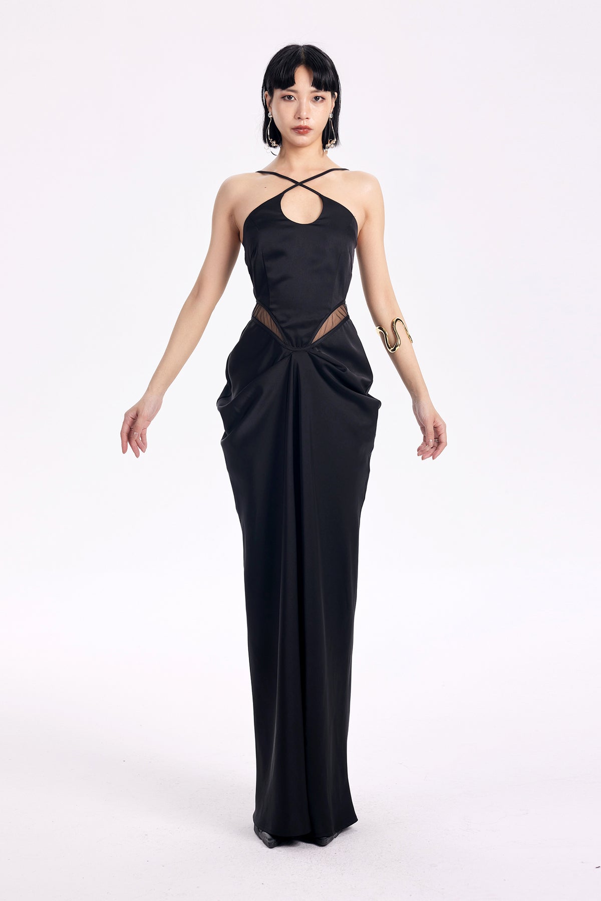 TINY IN STUDIO Spliced Cut-Out Ruched Dress