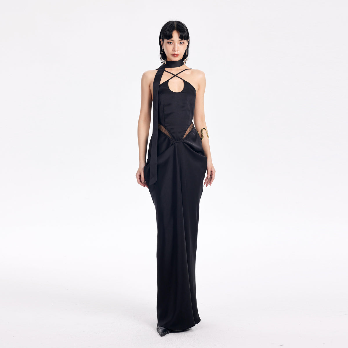TINY IN STUDIO Spliced Cut-Out Ruched Dress