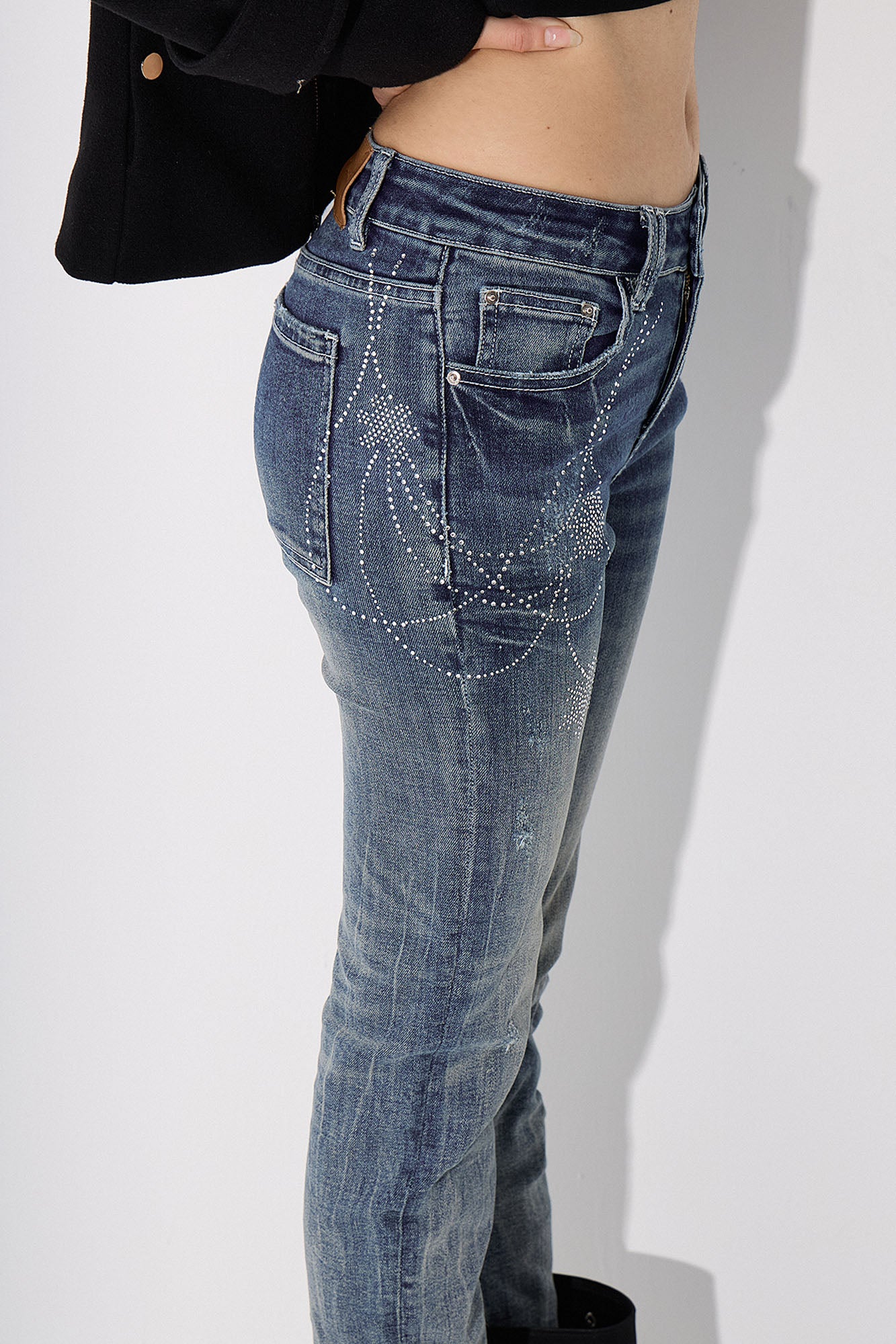 AE30 SAINT Diamond Embellished Skinny Leg Jeans