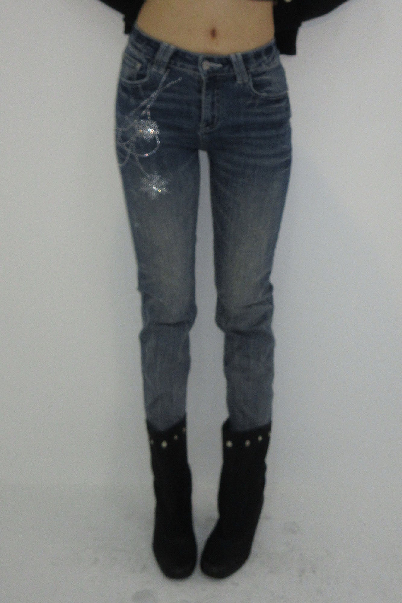 AE30 SAINT Diamond Embellished Skinny Leg Jeans