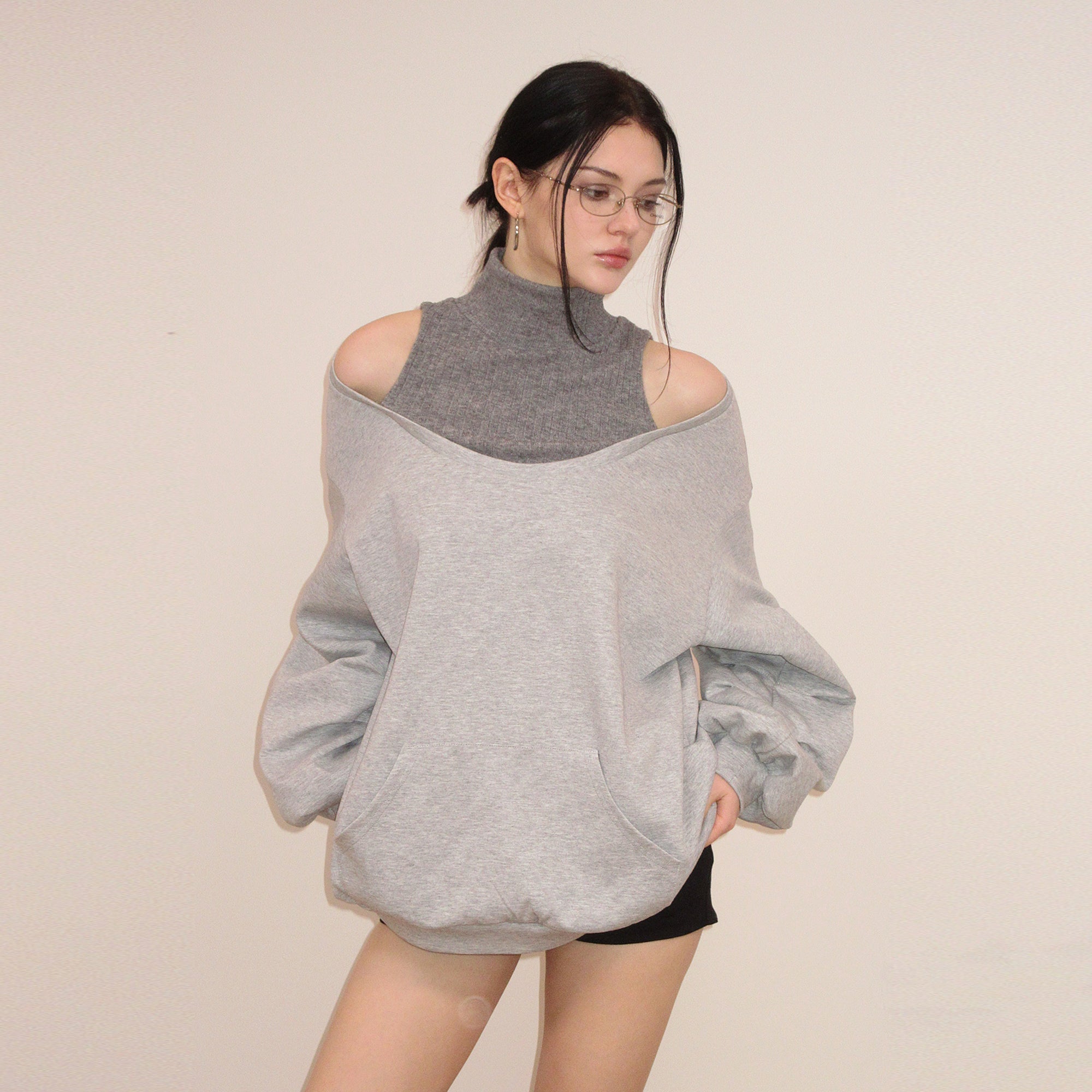 AE30 SAINT Cold Shoulder Oversized Sweatshirt
