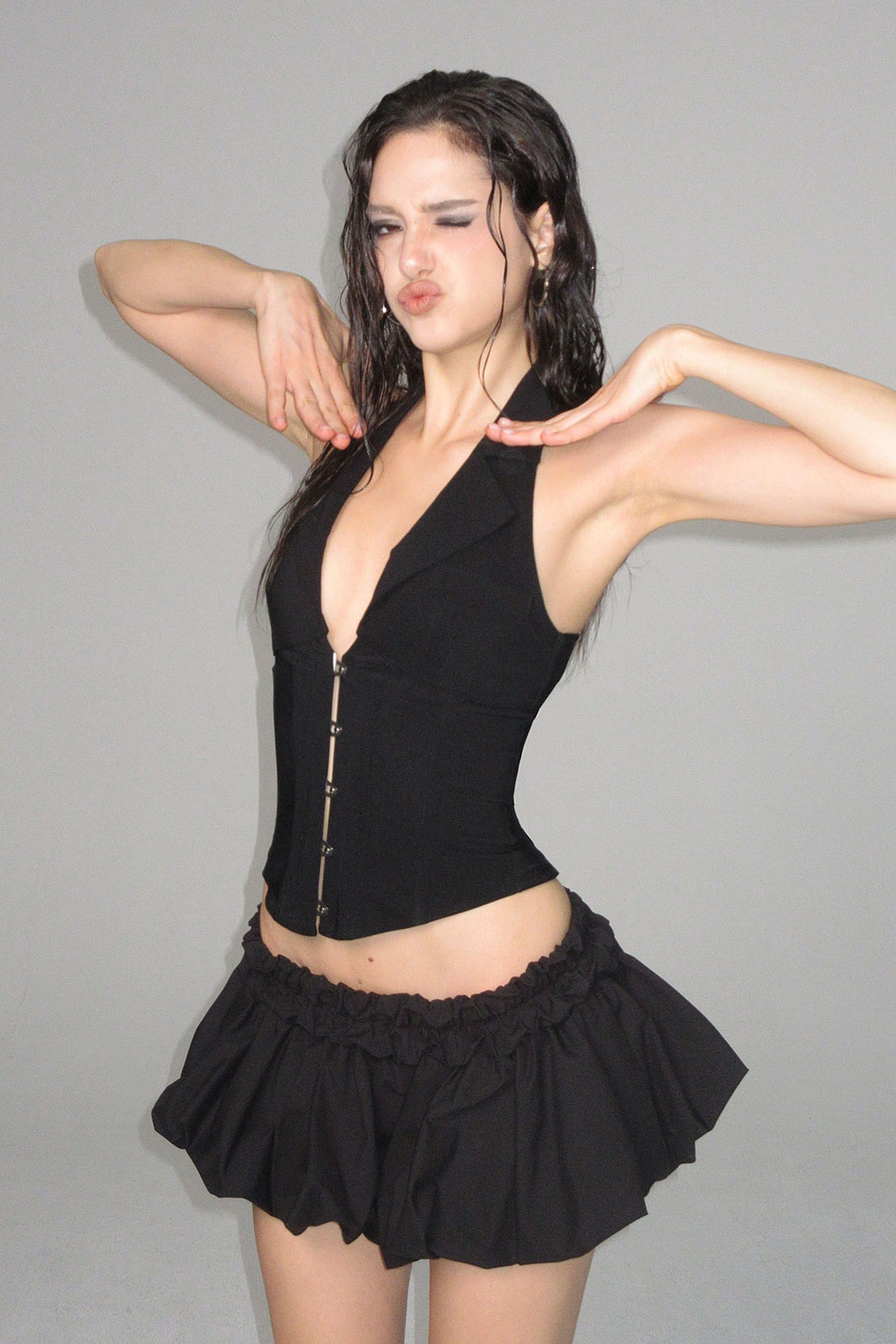 AE30 SAINT Paneled Plunge Corset Tank Top